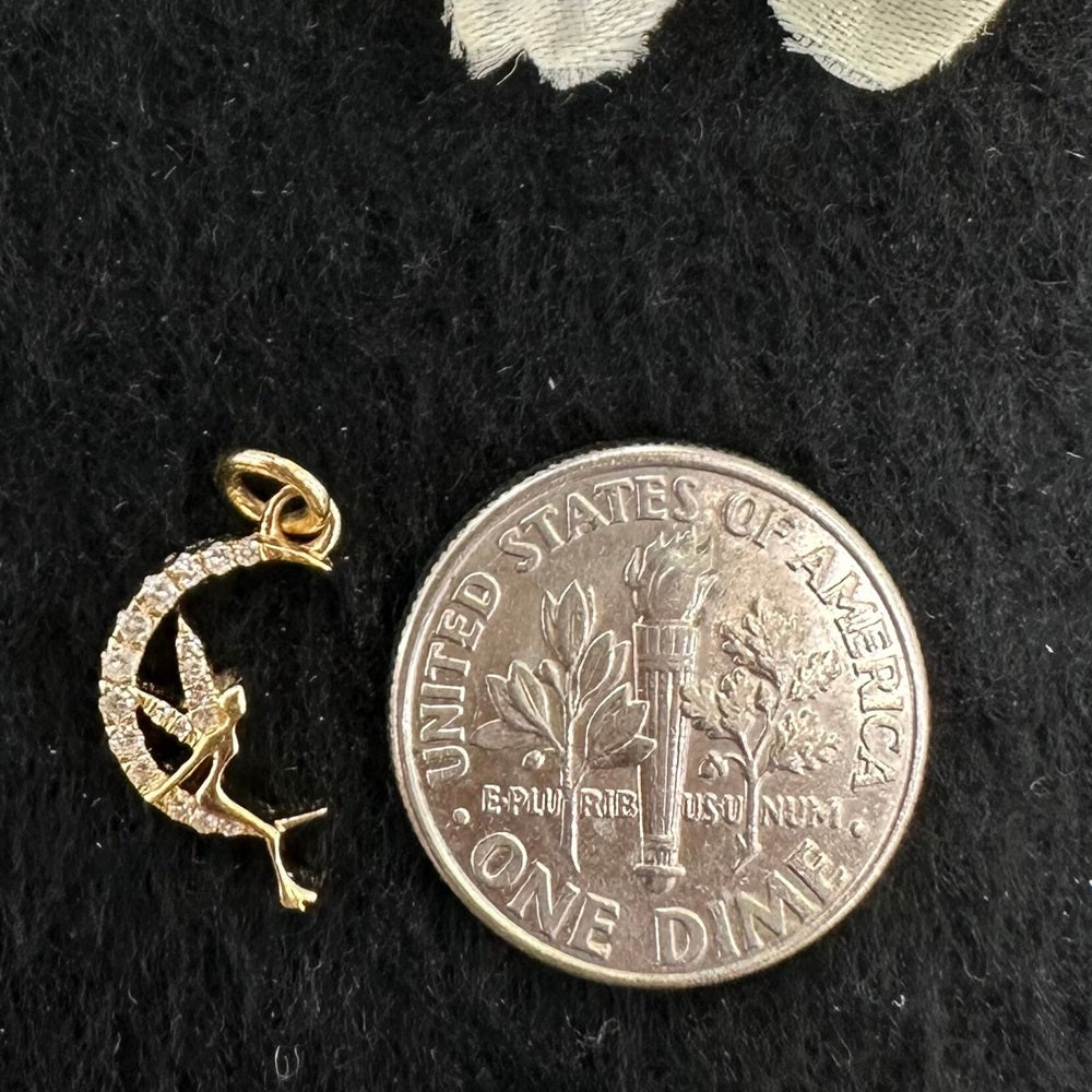Angel On Moon Diamond Pendant