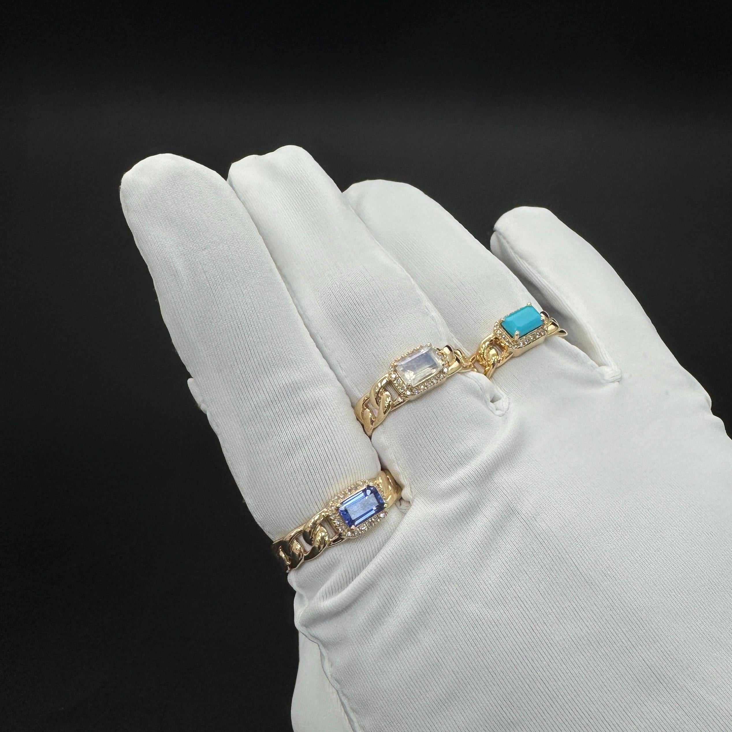 Diamond Rainbow Moonstone Ring