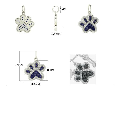 Diamond & Blue Sapphire Paw Charm