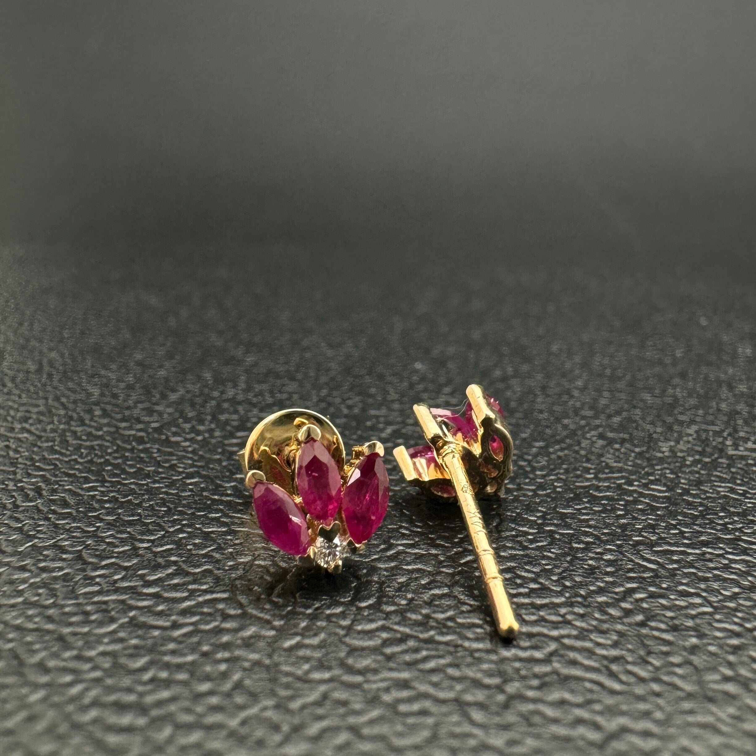 Diamond & Ruby Marquise Stud Earrings