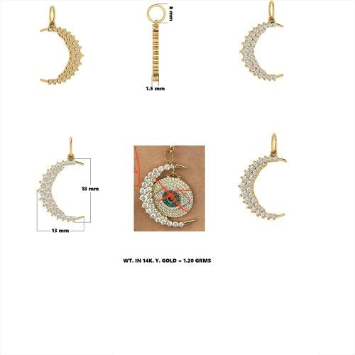 Diamond Moon Pendant With Gold