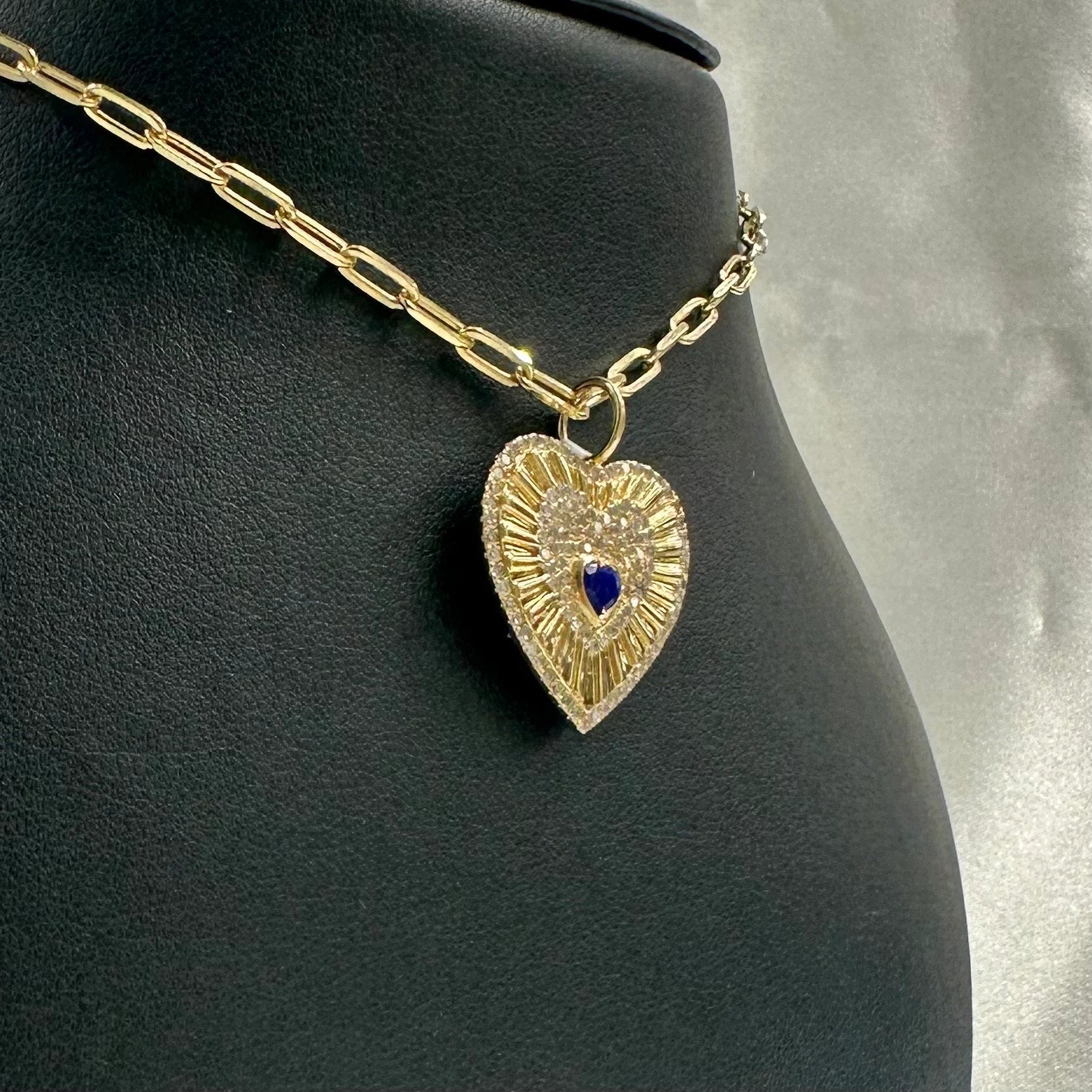Black Onyx Heart-Shaped Diamond Pendant
