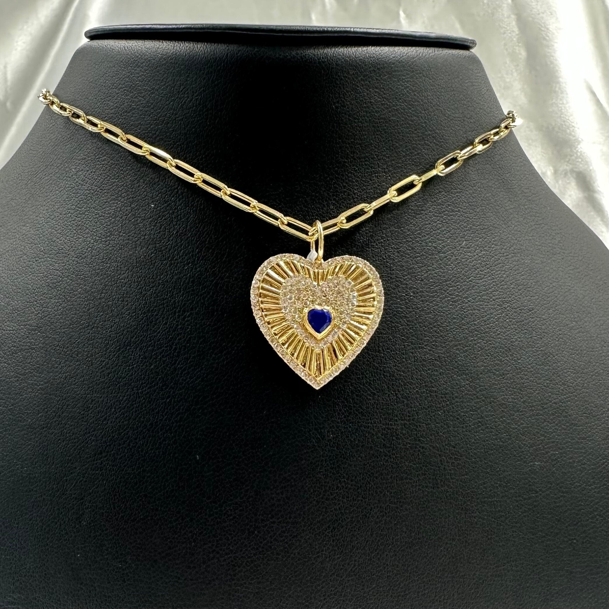 Black Onyx Heart-Shaped Diamond Pendant