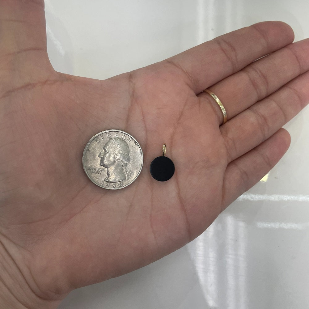 Onyx & Diamond Hamsa Hand Disc Pendant