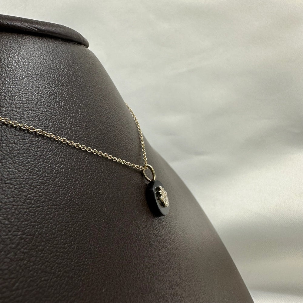 Onyx & Diamond Hamsa Hand Disc Pendant
