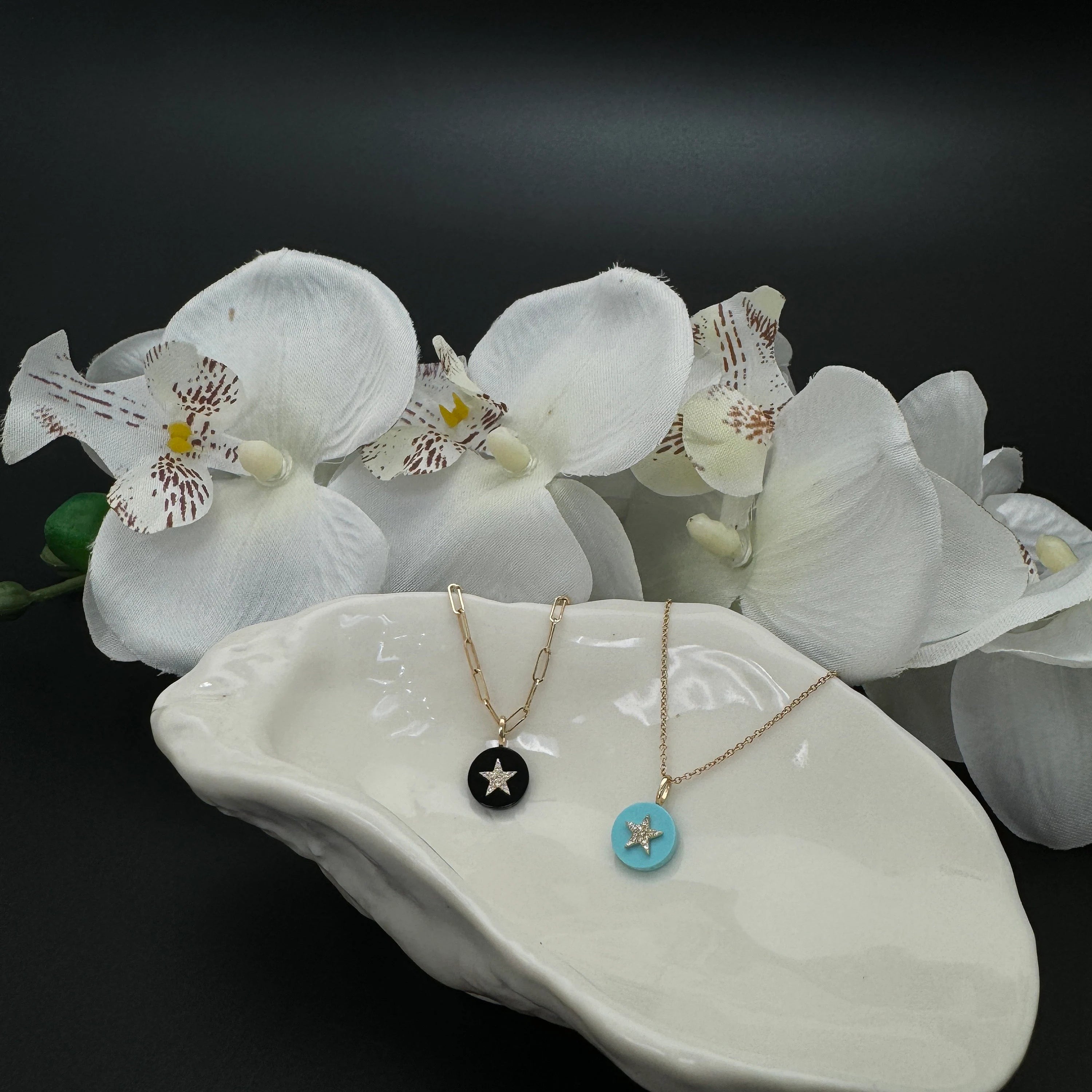 Star Pendant On Black Onyx Piece