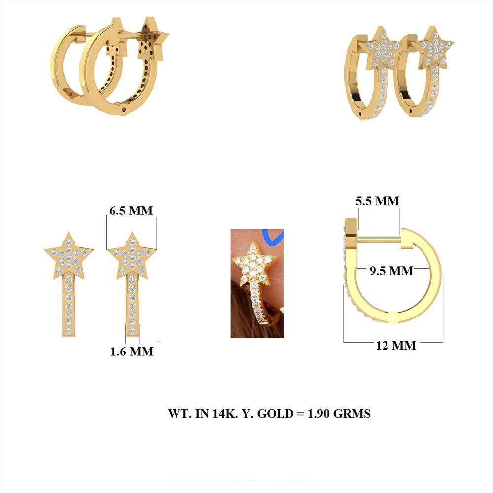 Diamond Star Huggies 12x13mm