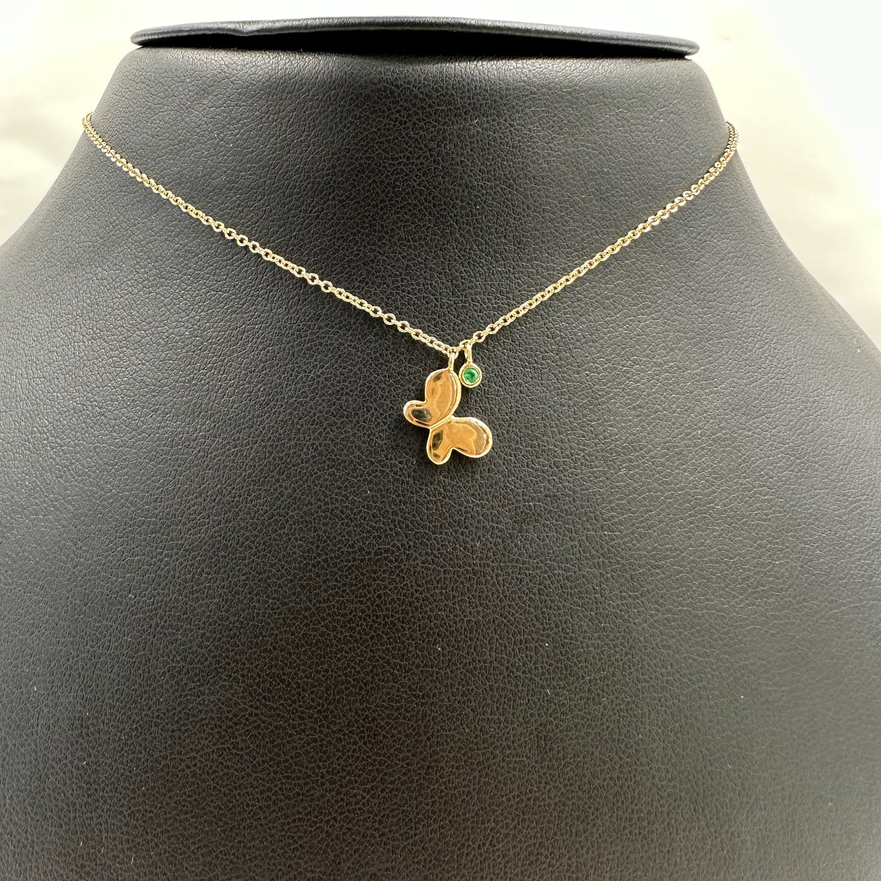 Butterfly Necklace with Emerald 1.50mm