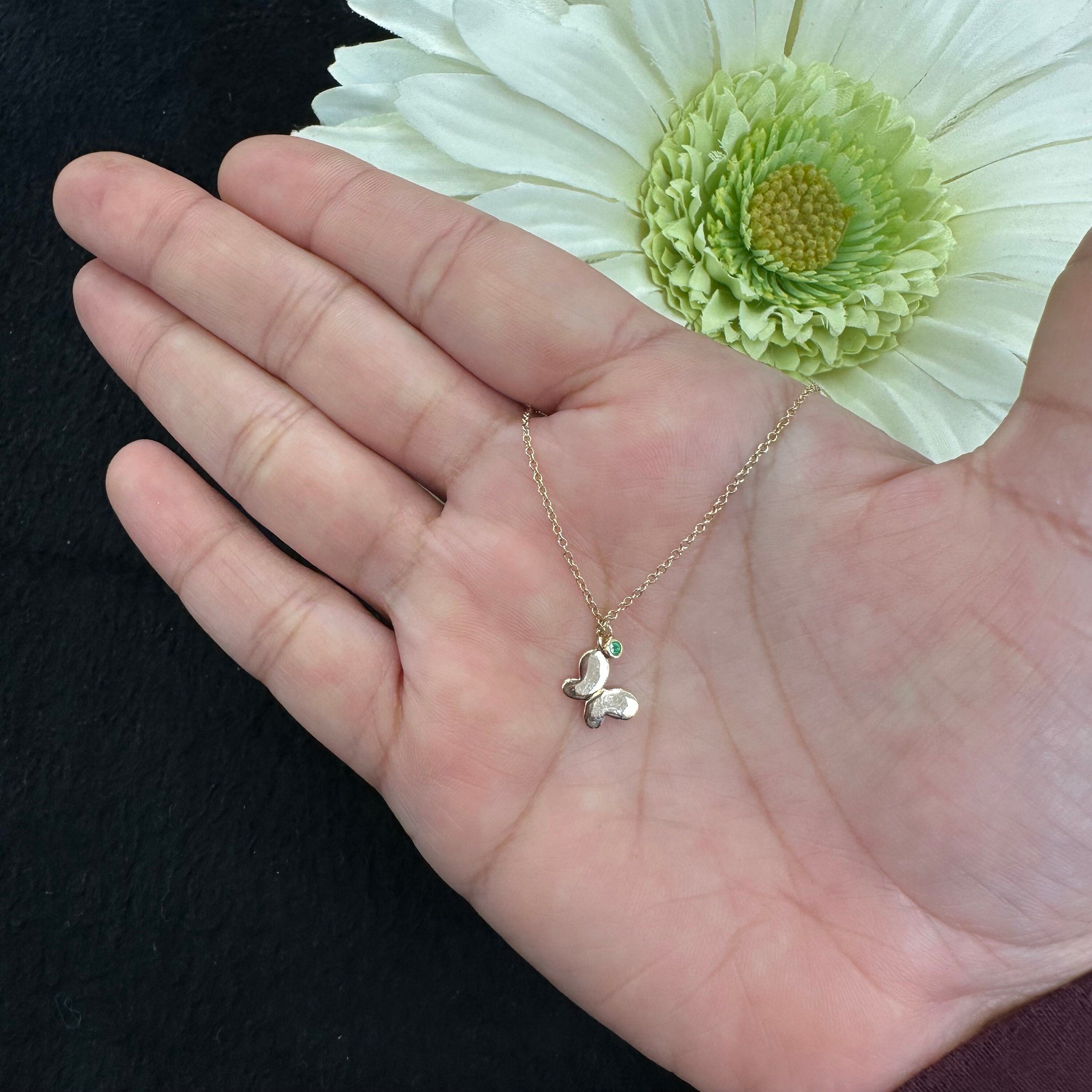 Butterfly Necklace with Emerald 1.50mm