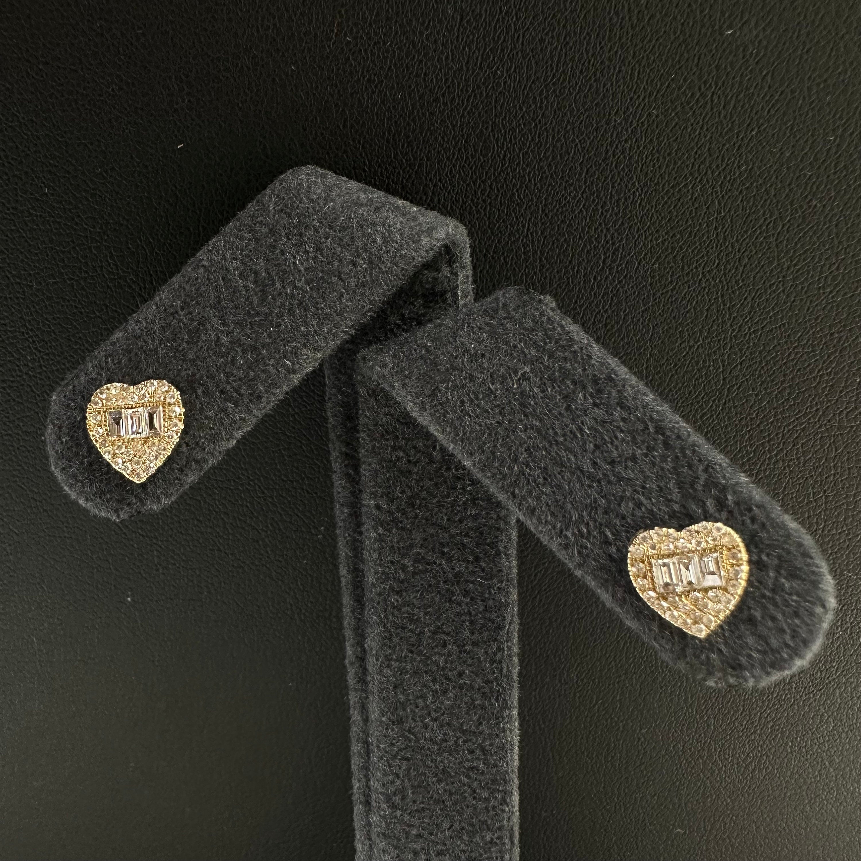 Diamond Heart Studs 7.5x8mm