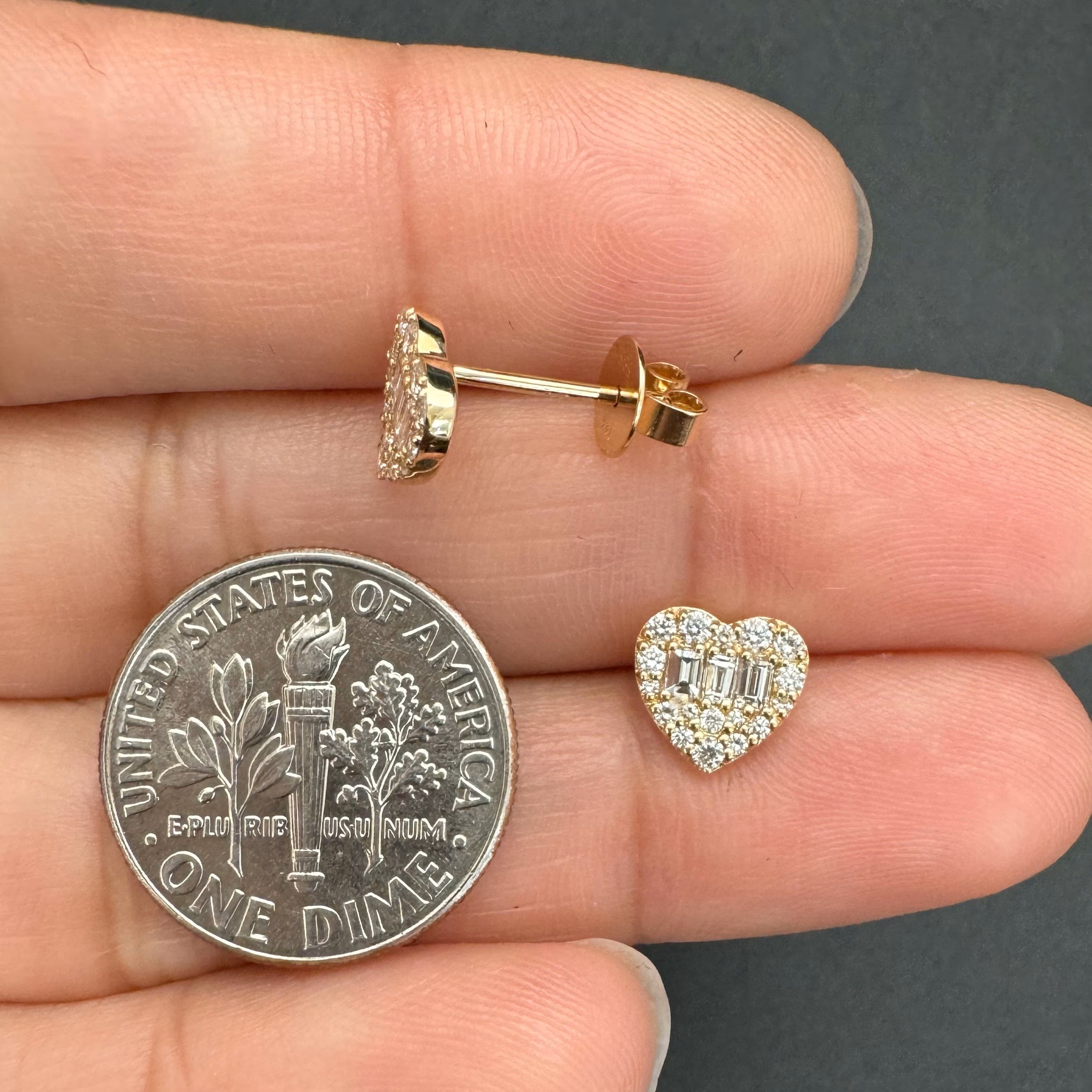 Diamond Heart Studs 7.5x8mm