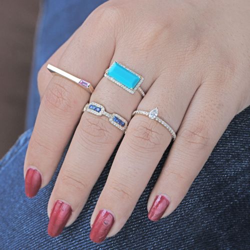 Diamond & Blue Sapphire Eternity Band Ring in US Size 6