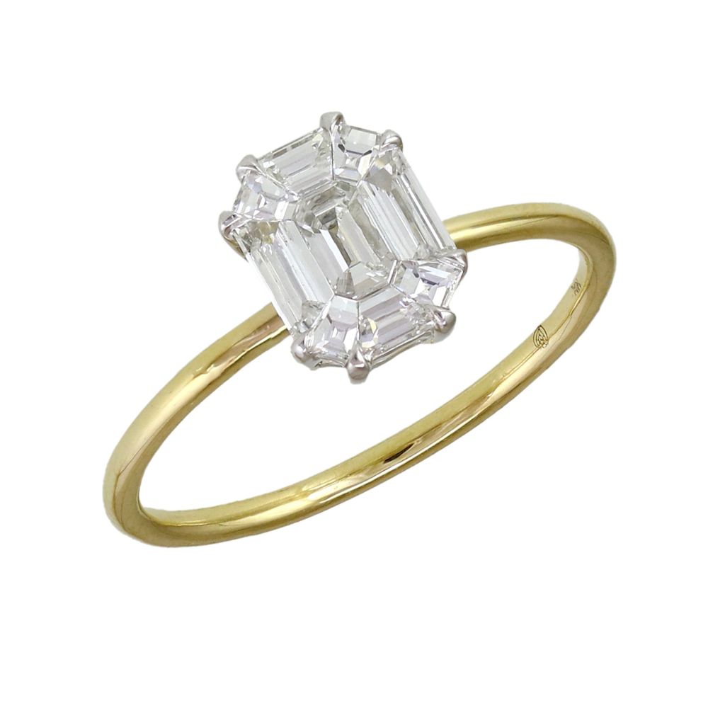 14K 2Tone Pie Cut Diamond Ring