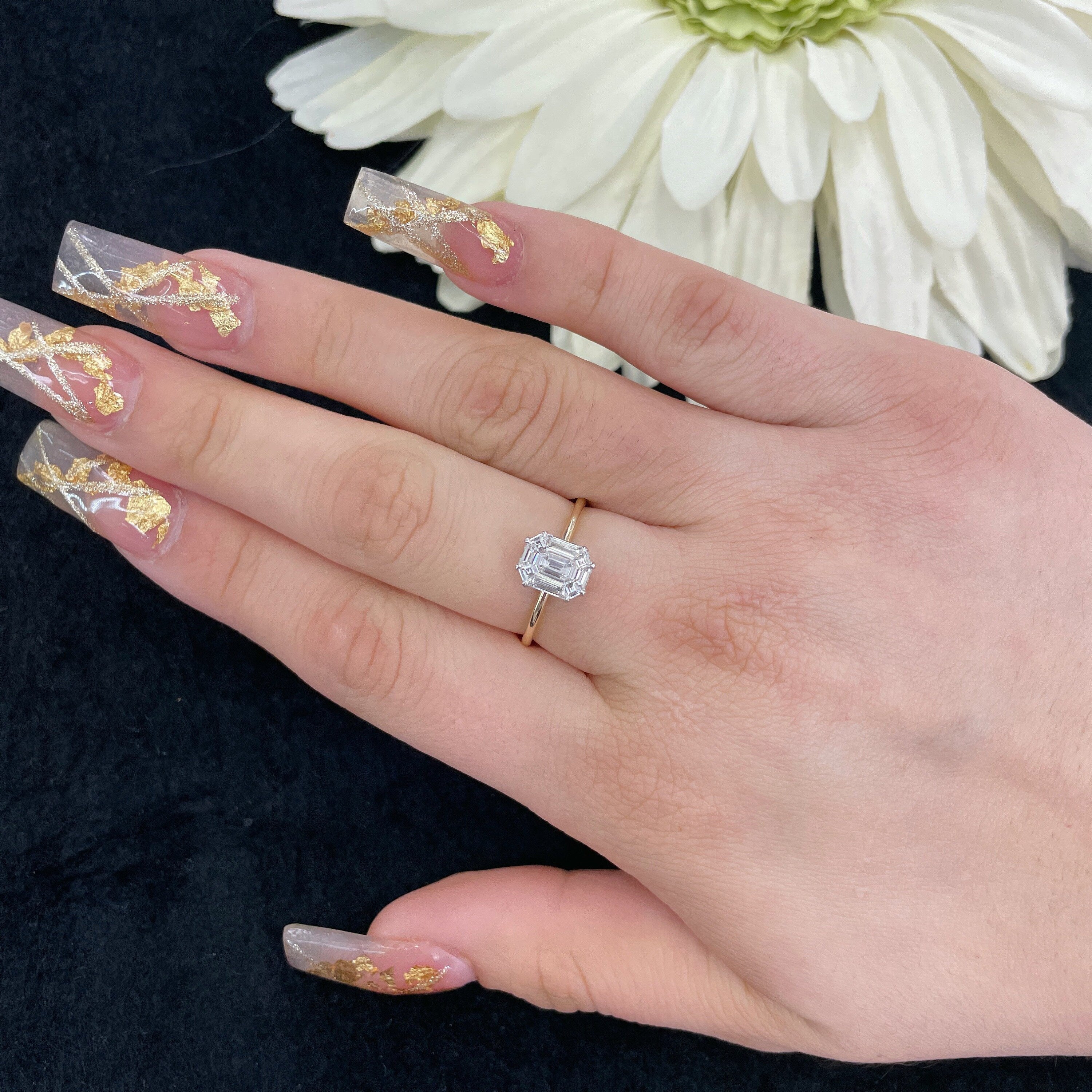 14K 2Tone Pie Cut Diamond Ring