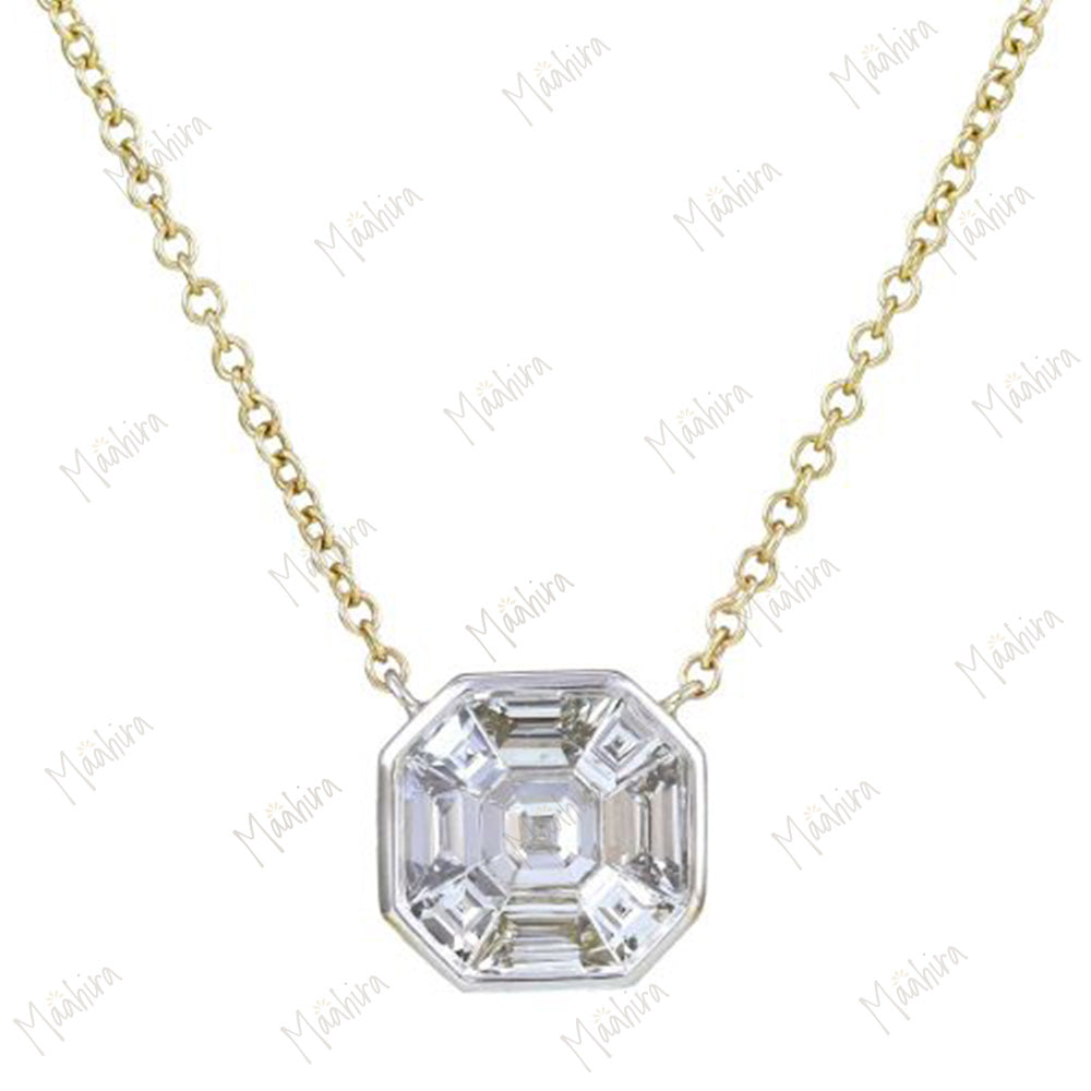 2 Tone Pie Cut Diamond Necklace
