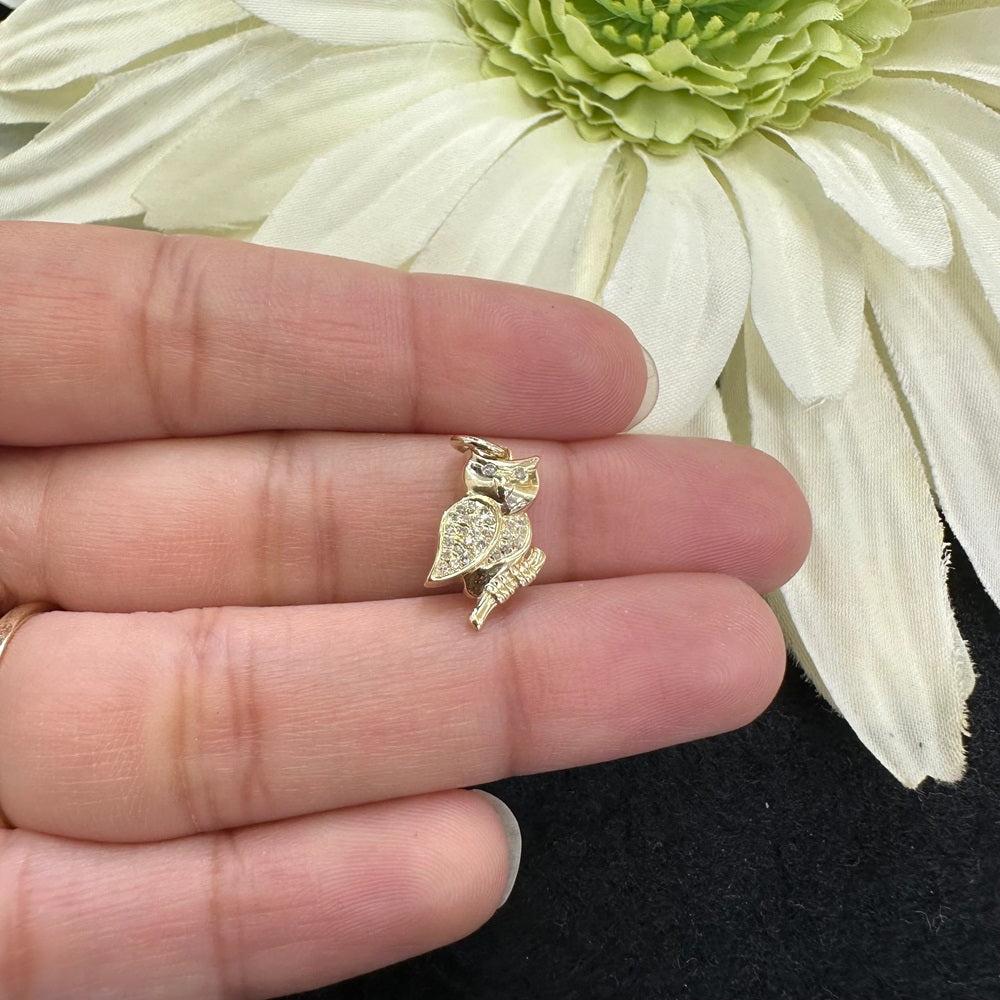 Diamond Owl Charm -14.5mm x 9.5mm