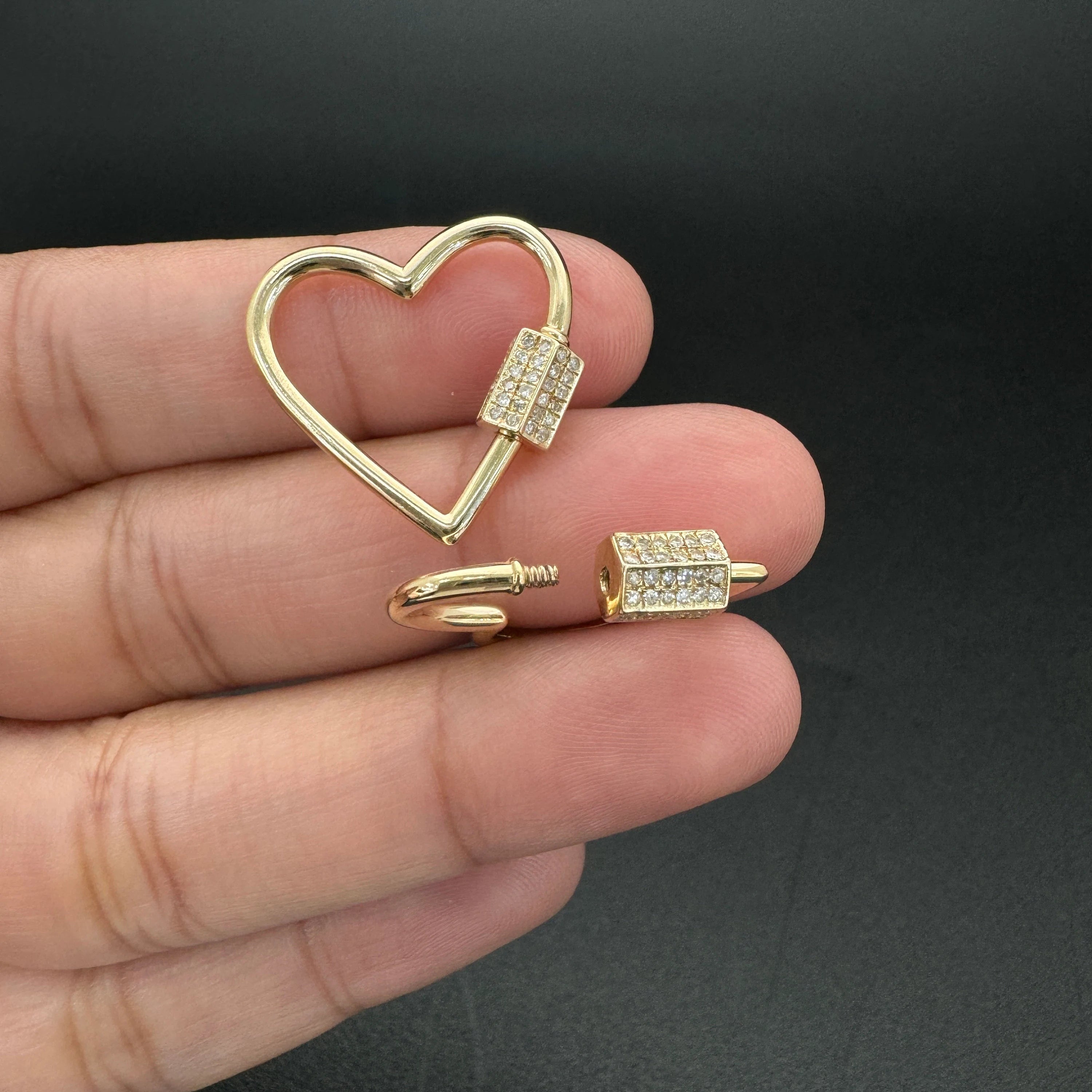 Diamond Heart Carabiner Lock Charm Enhancer 20x20mm