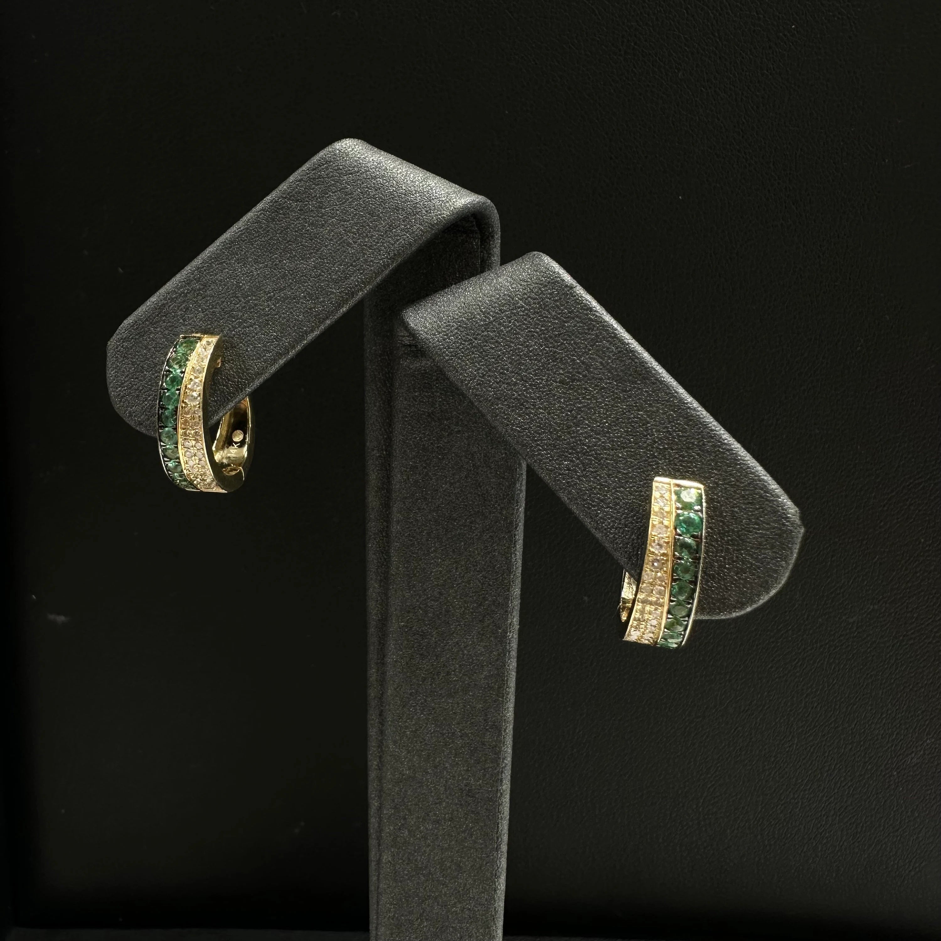 Diamond Emerald Hoop Earrings