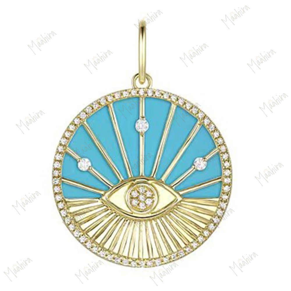 Diamond & Black Onyx Evil Eye Pendant 22mm