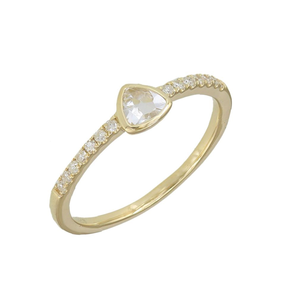 Diamond Trillion White Topaz Ring