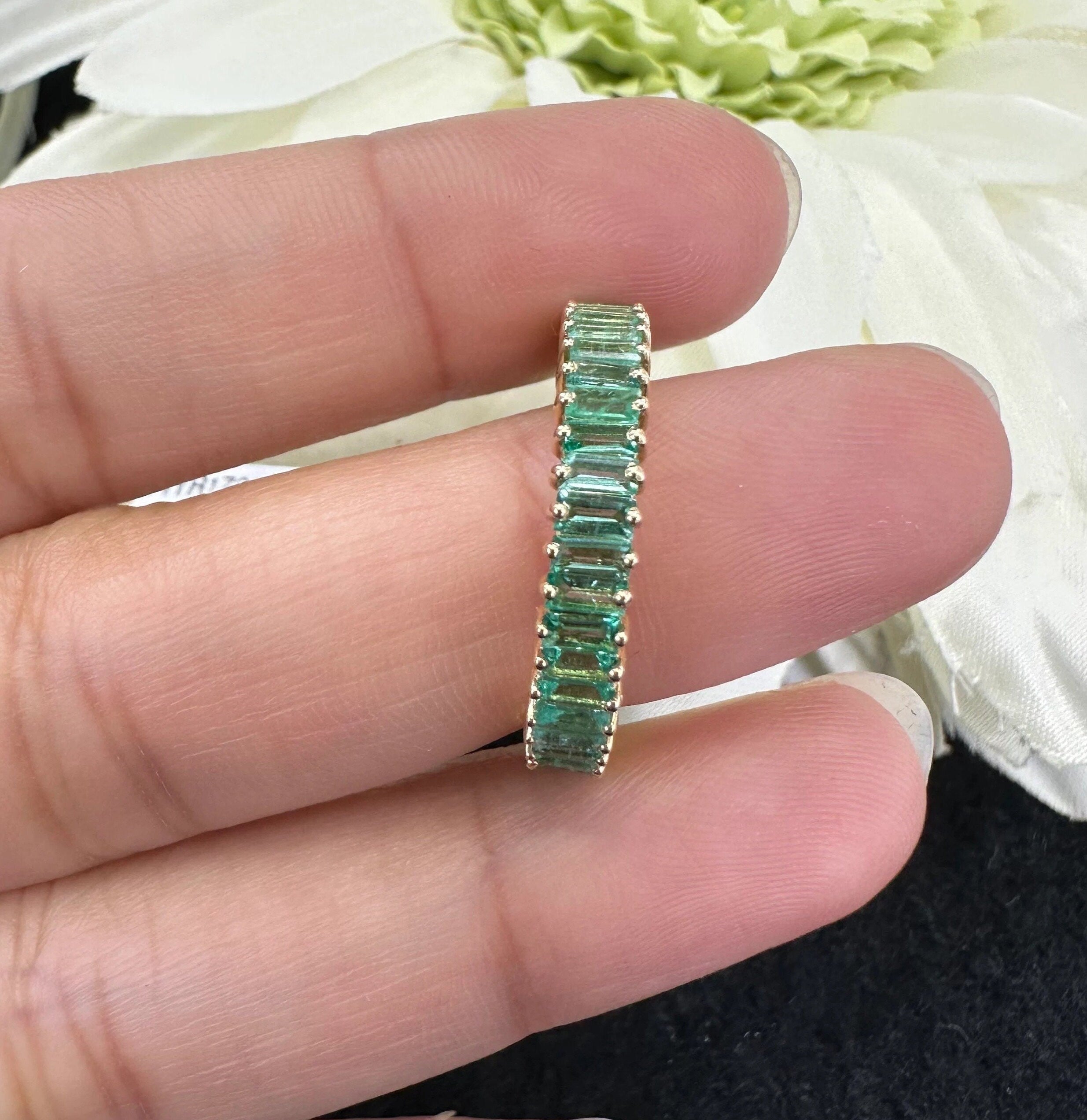 Baguette Emerald Band in US Size 6