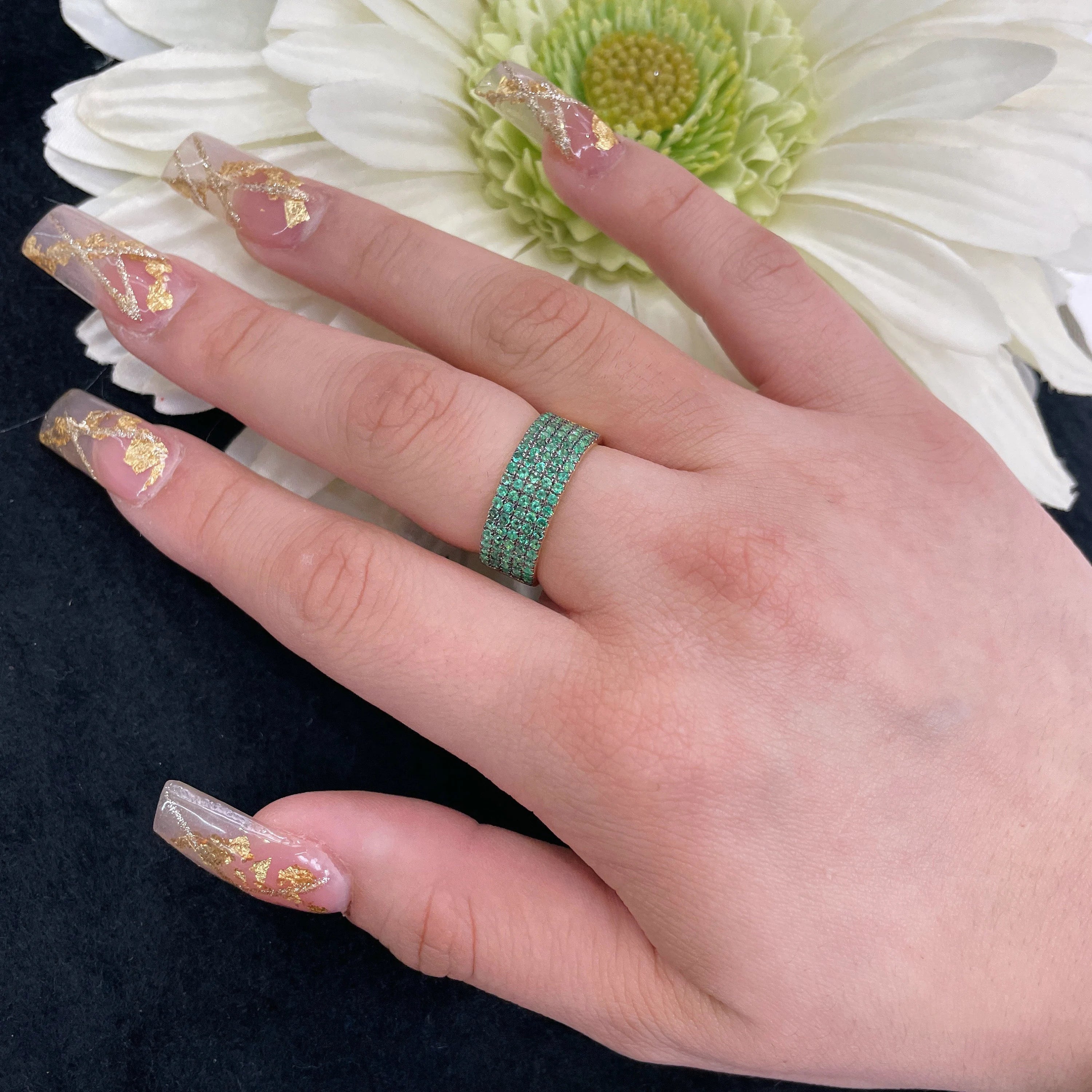 14K 7mm Thick Emerald Band Ring 7