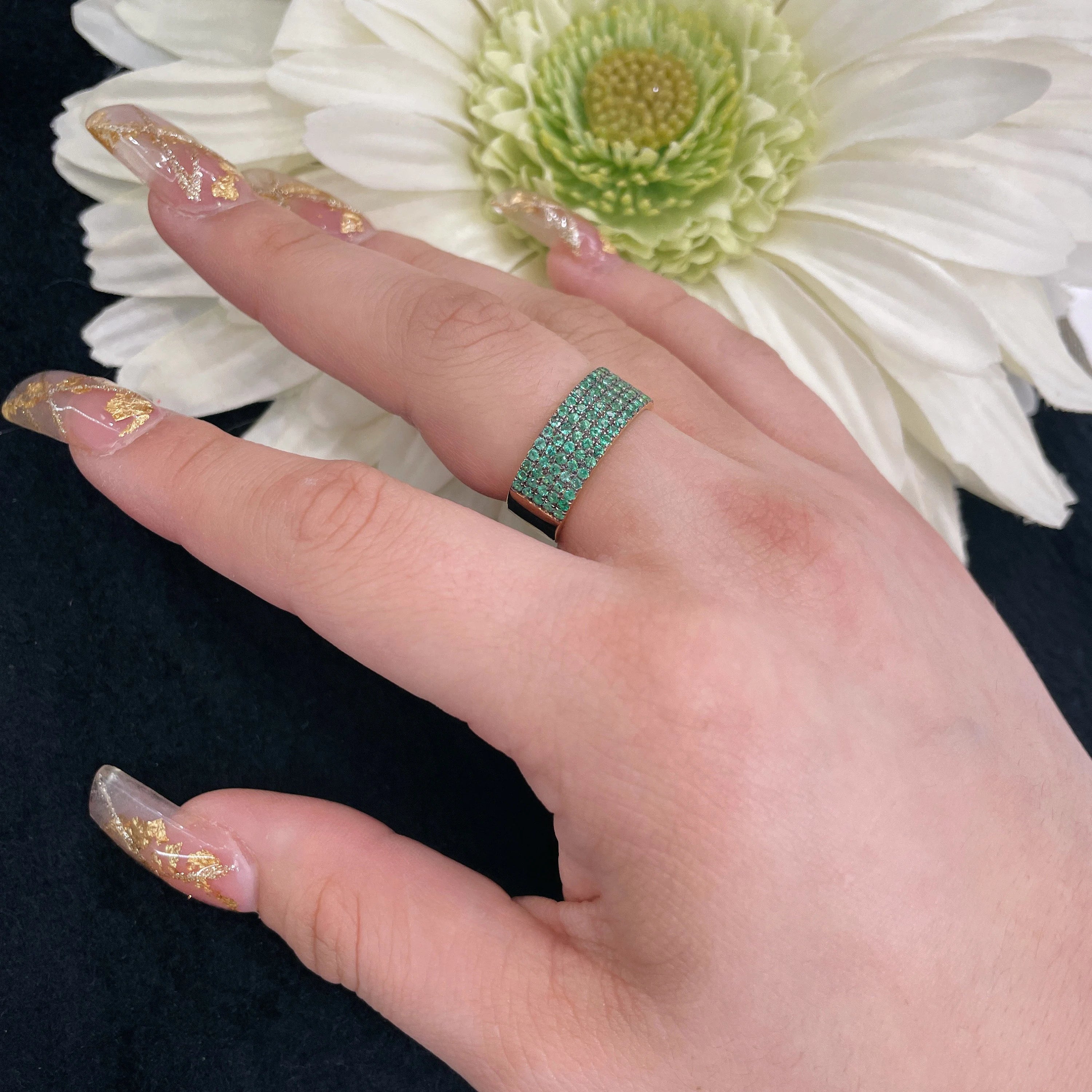 14K 7mm Thick Emerald Band Ring 7