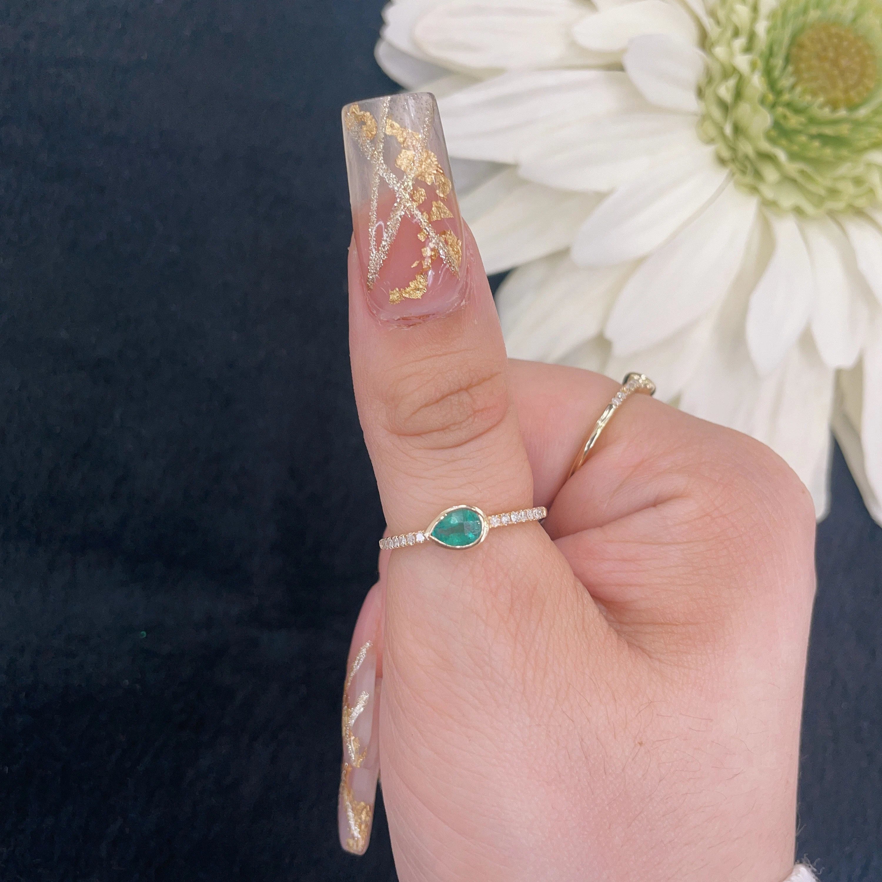 Diamond & Pear Cut White Topaz Ring