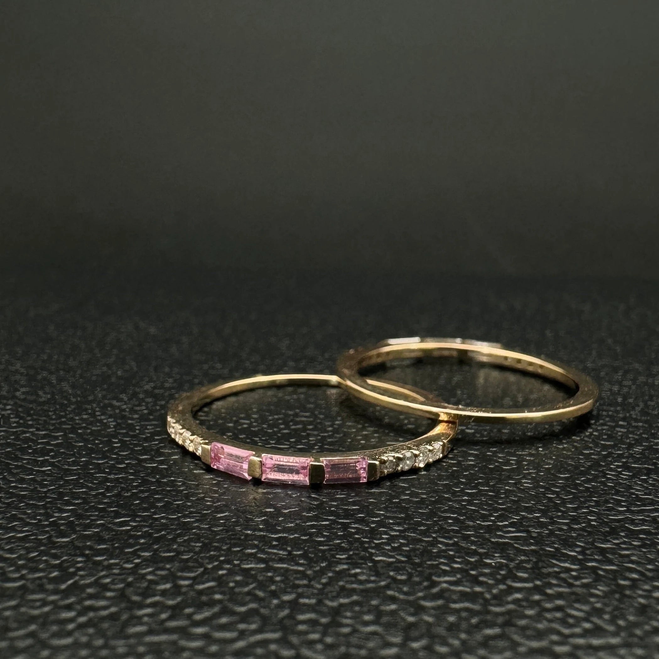 Diamond & Pink Sapphire band Ring 7