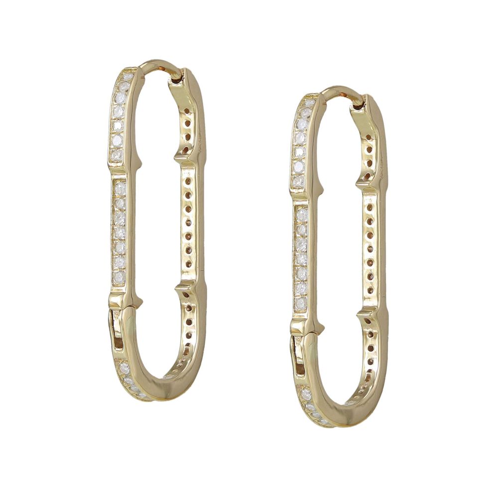 Diamond Rectangle Hoop Earrings 27.20x12.20mm