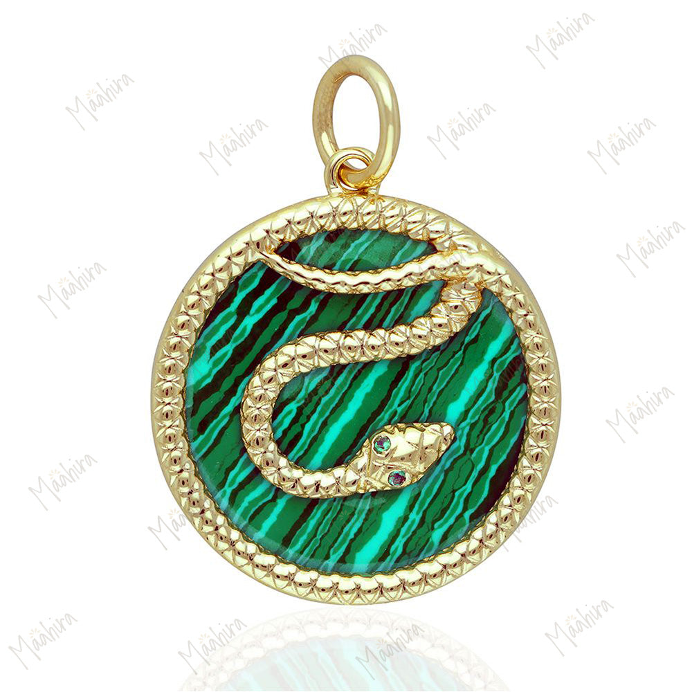 Malachite & Tsavorite Snake Pendant 20mm