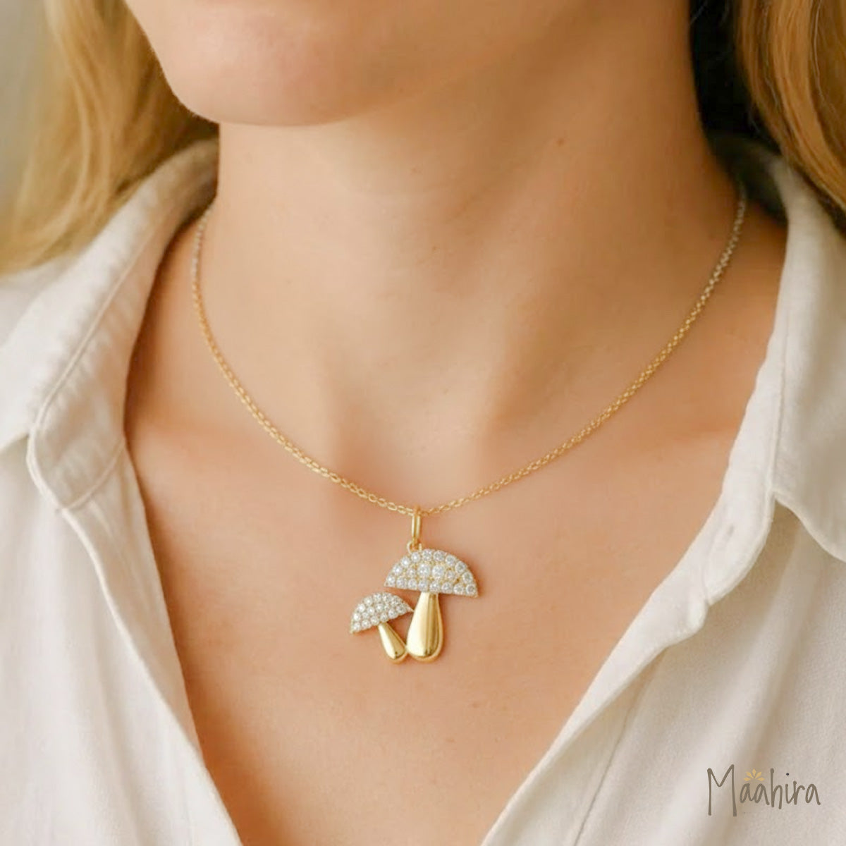2 Mushrooms Charm Necklace
