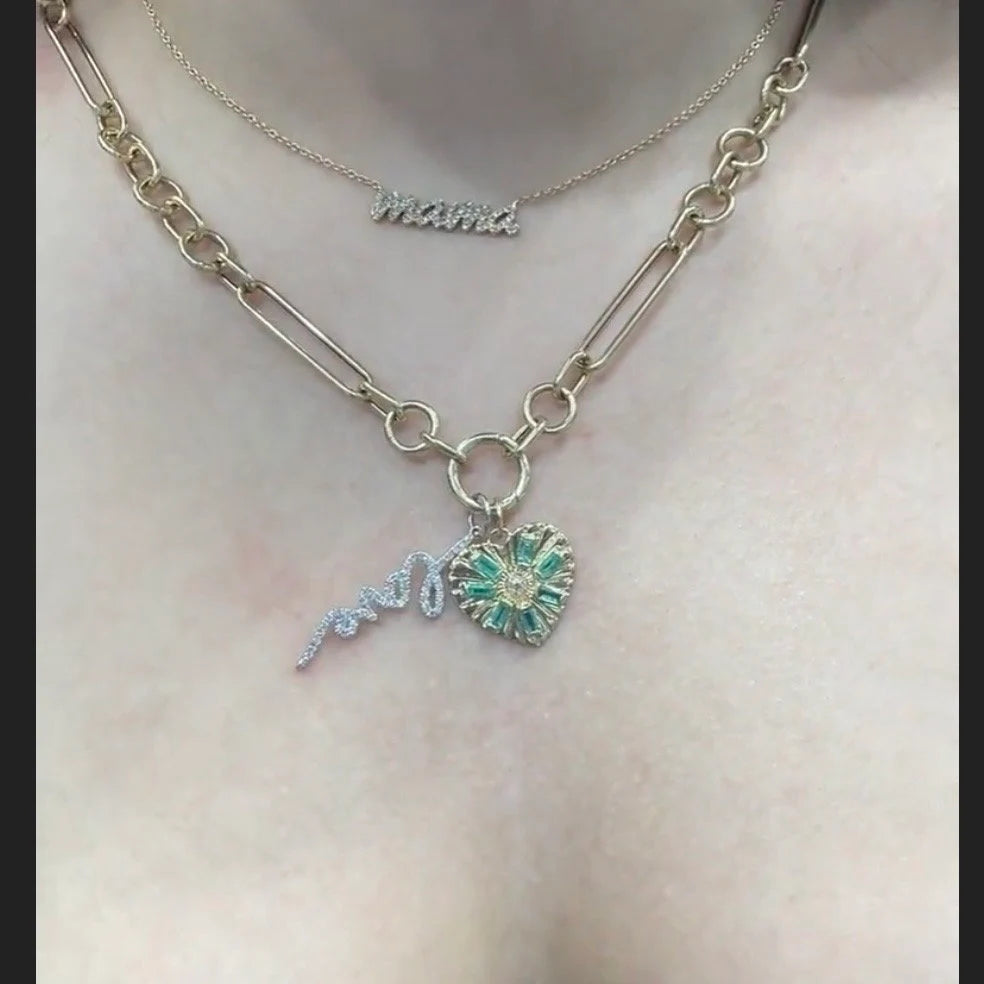 Diamond Emerald Heart Pendant