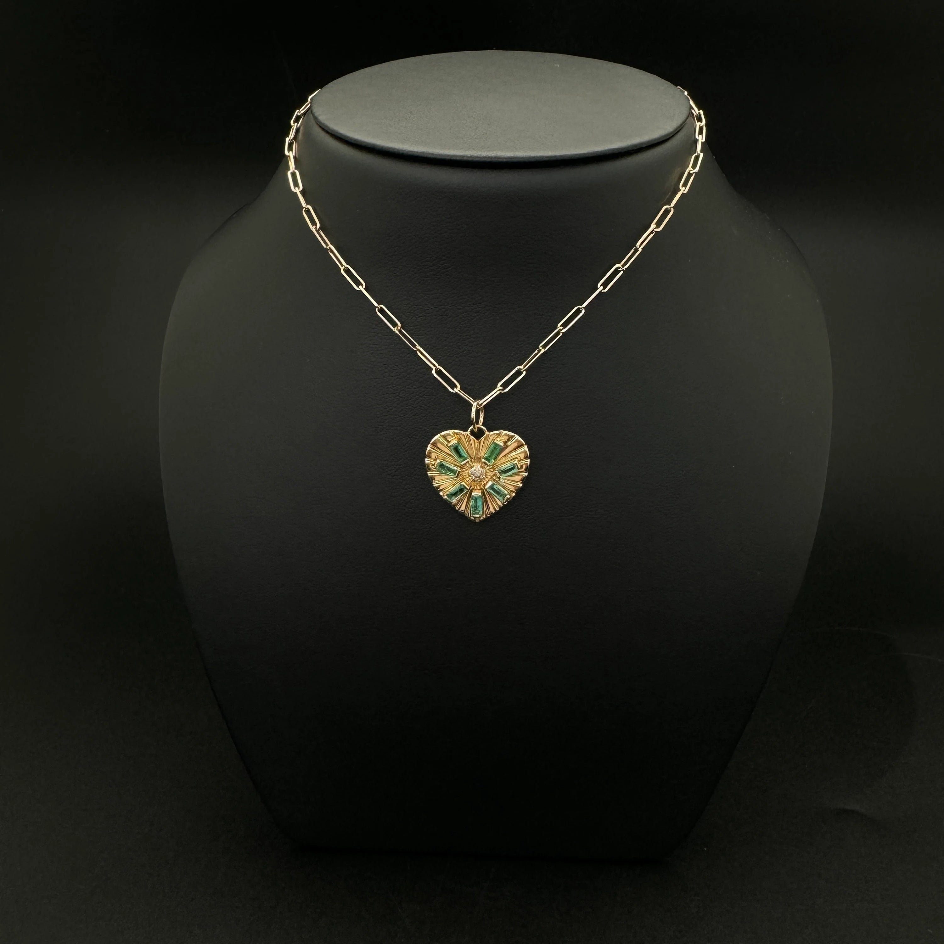 Diamond Emerald Heart Pendant