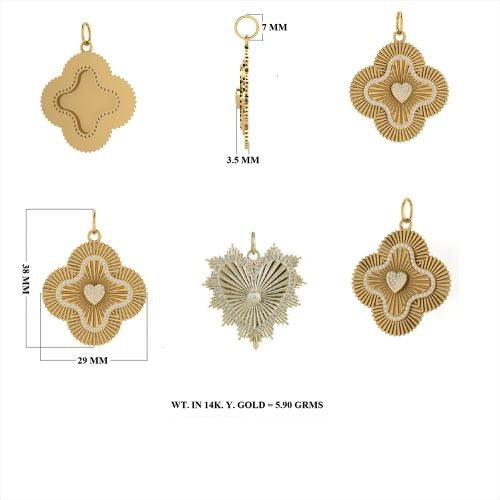 Diamond Sunrays Clover shape Pendant 29mm