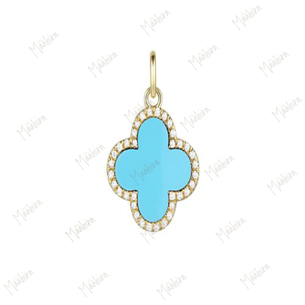 Black Onyx & Diamond Clover Pendant 12mm
