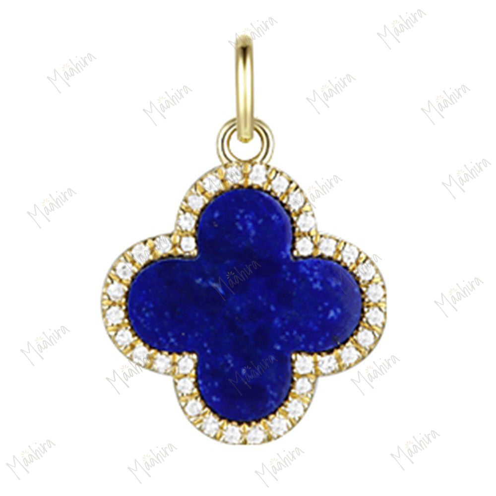 Black Onyx & Diamond Clover Pendant 12mm