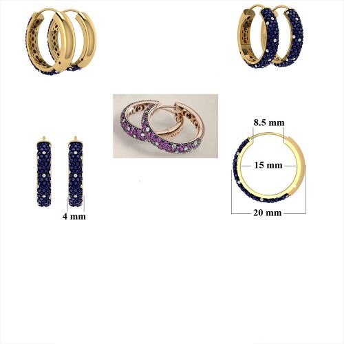 Diamond Blue Sapphire Hoop Earring 20mm