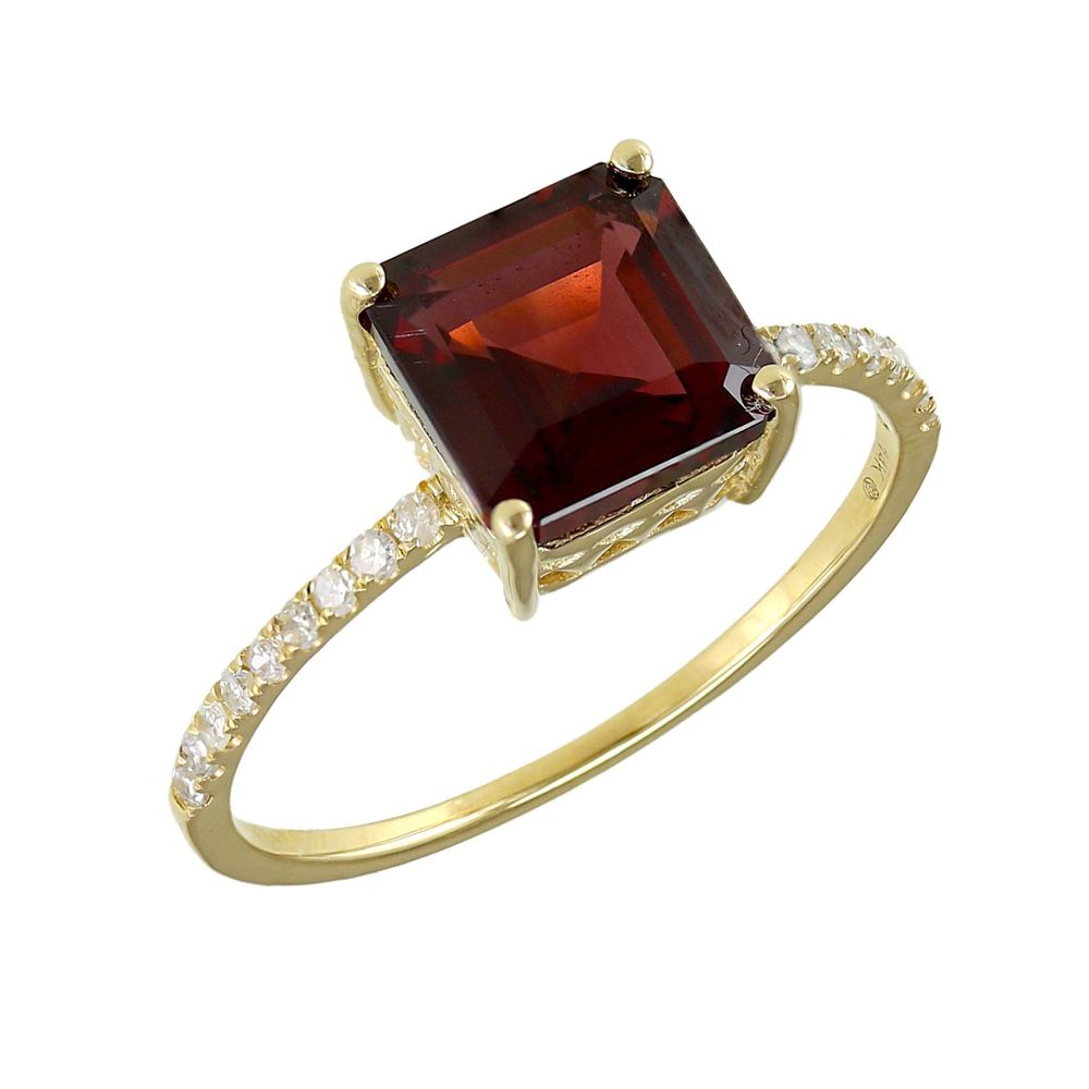 Diamond Square Rhodolite Ring 7