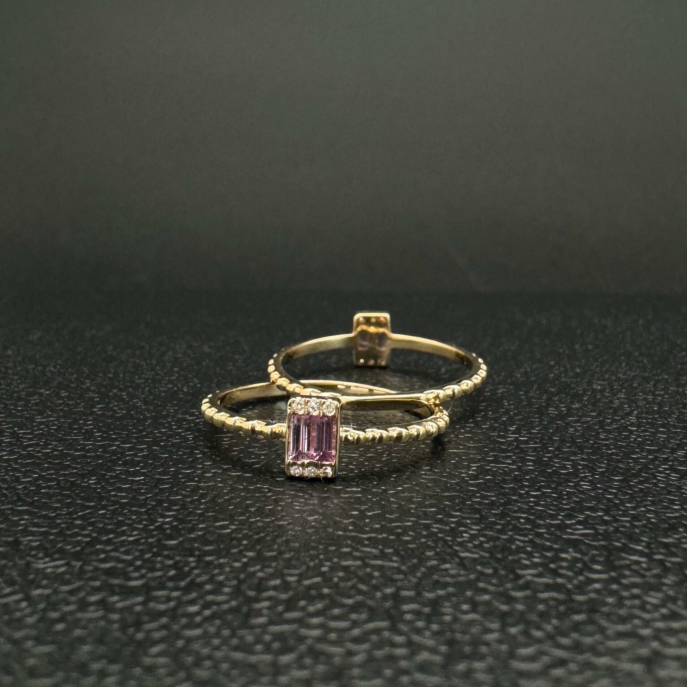 Diamond & Baguette Pink Sapphire Ring in US Size 5