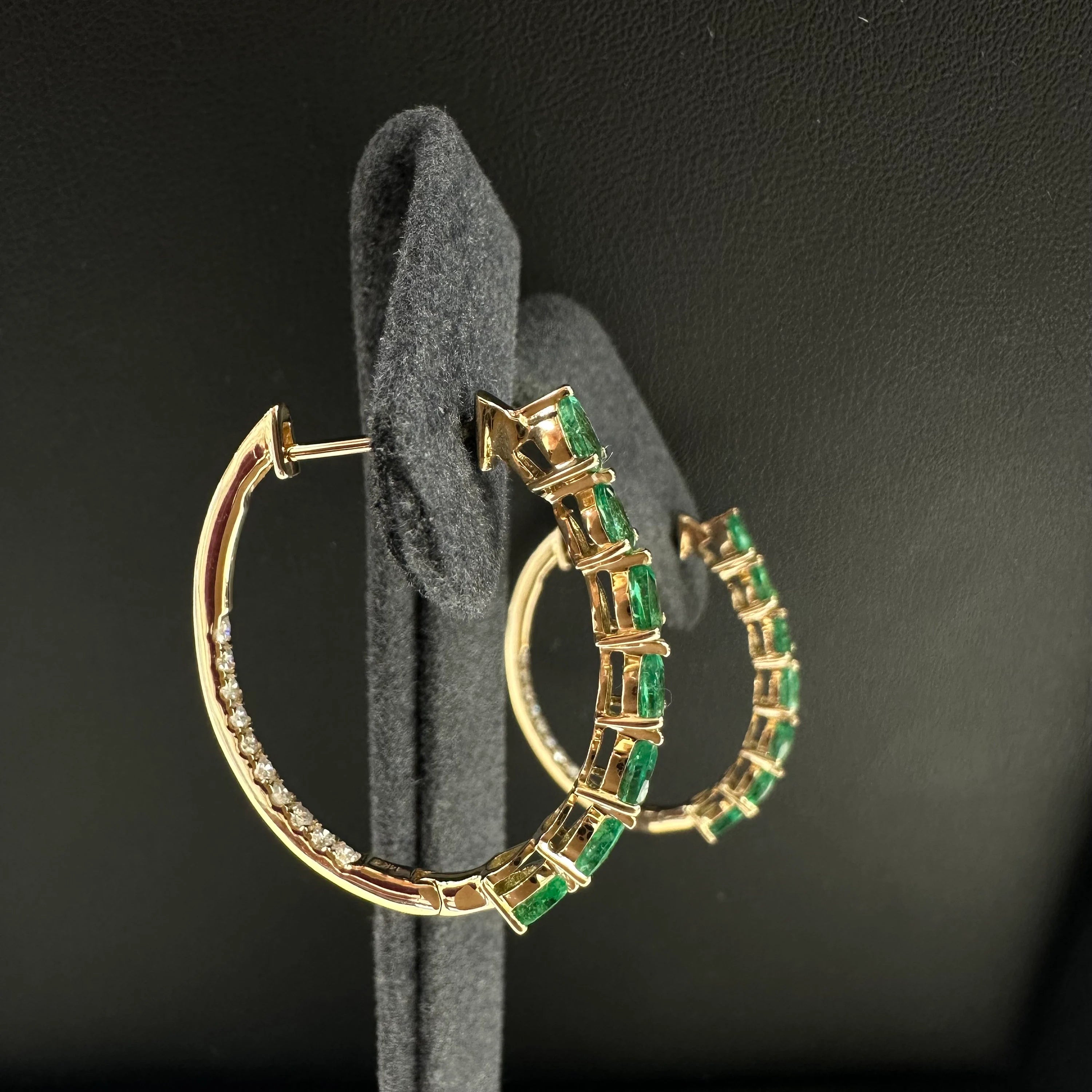 Diamond Pear Emerald Hoop Earring 29x26mm