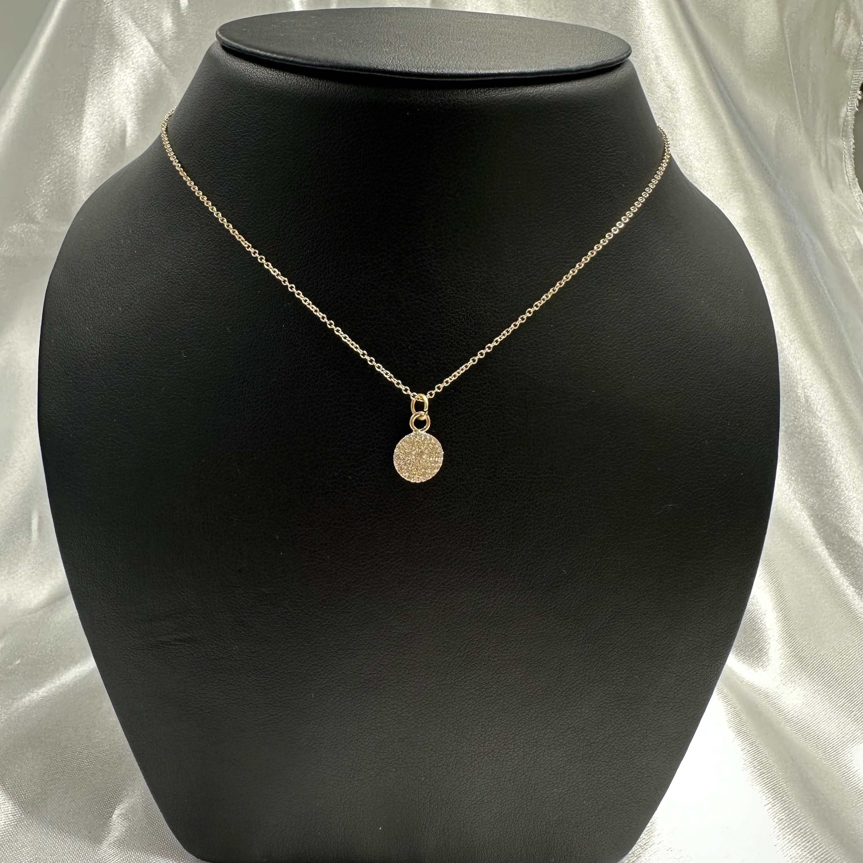 Diamond & Gold Round Disc charm 3.50mm