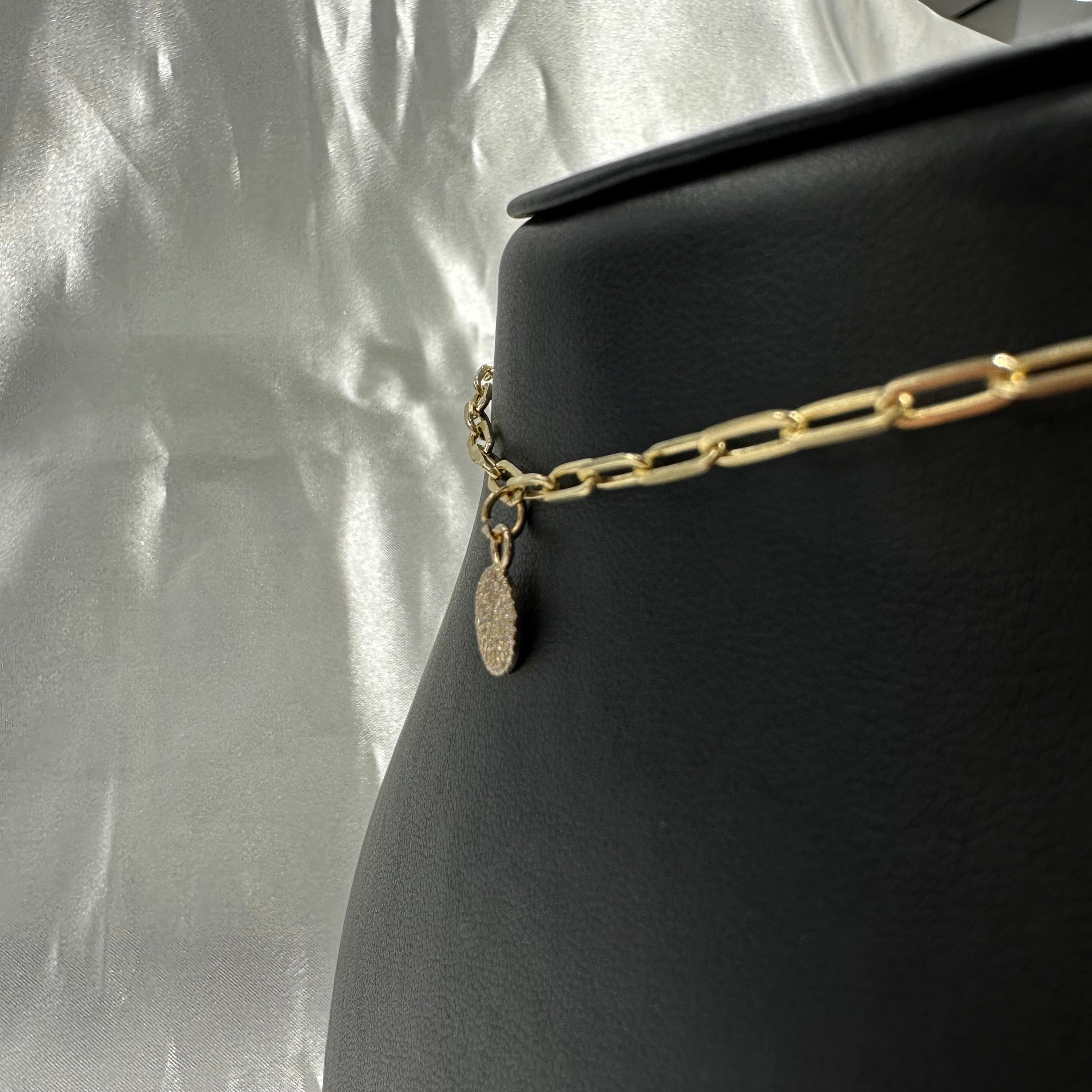 Diamond & Gold Round Disc charm 3.50mm