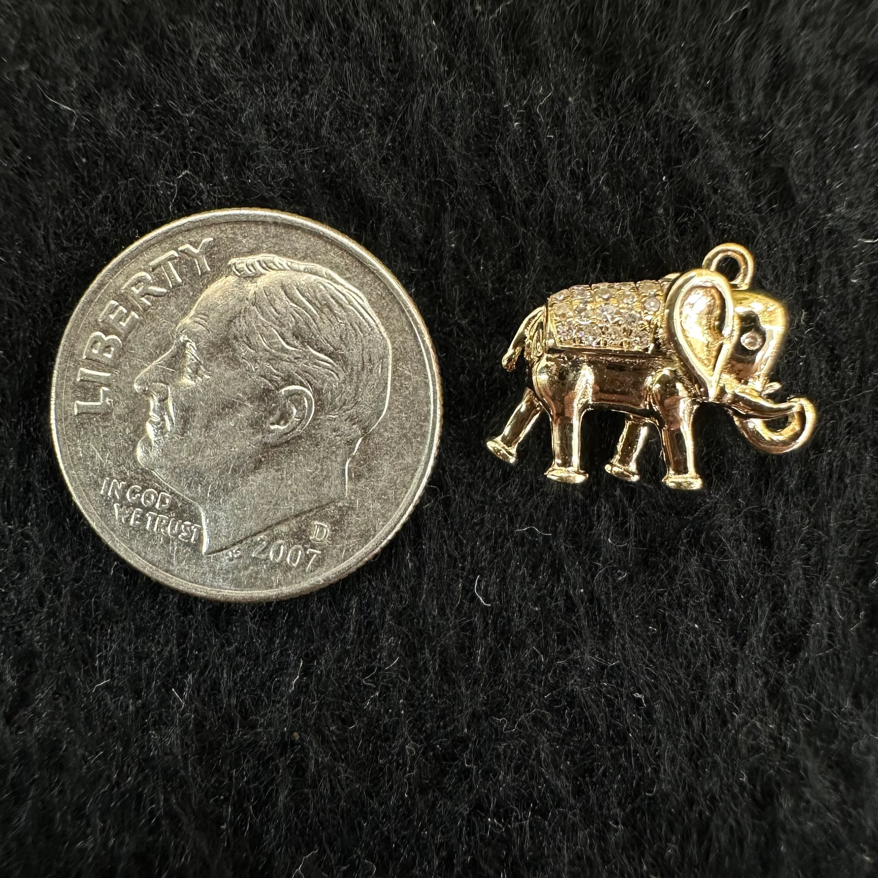 3D Diamond Elephant Charm