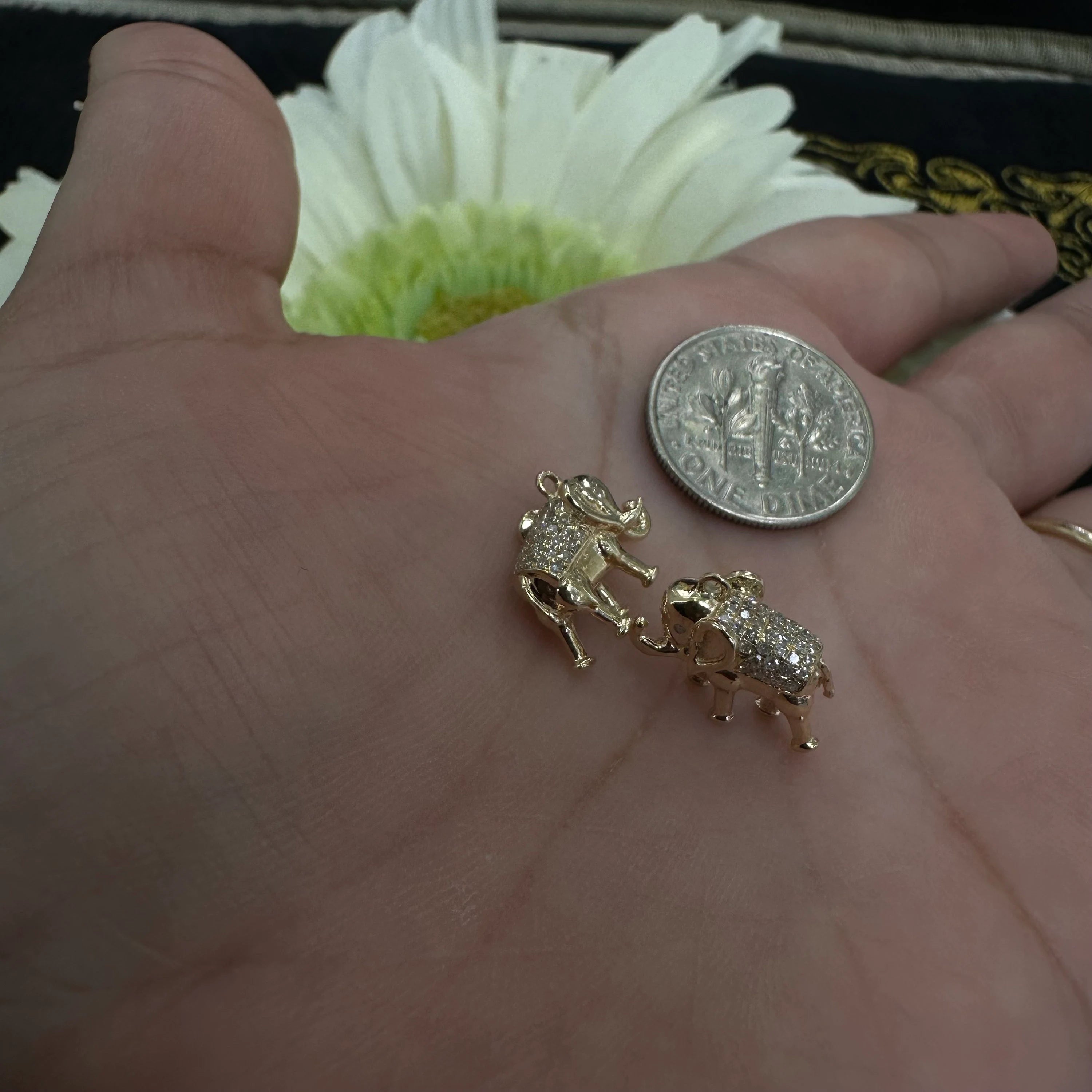 3D Diamond Elephant Charm