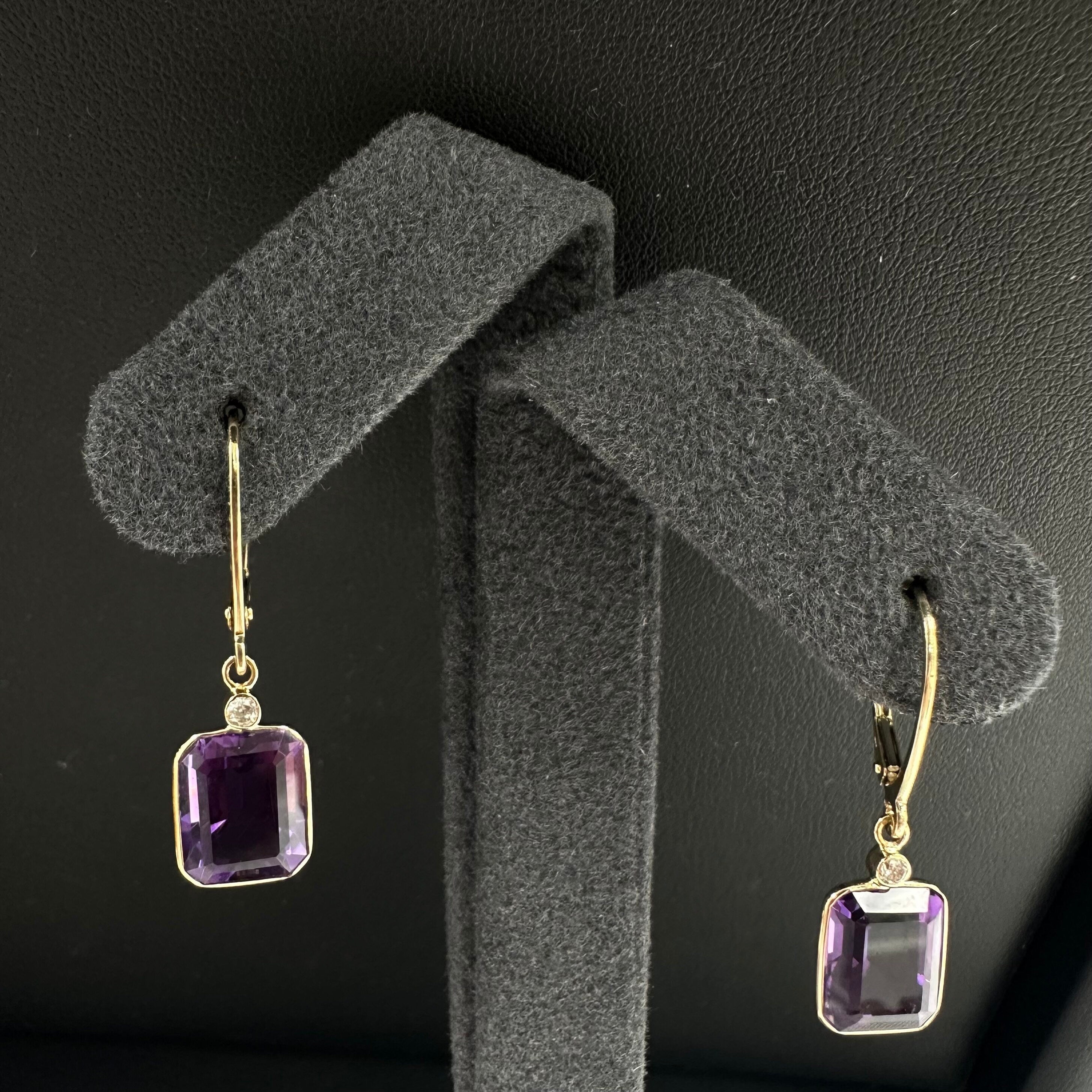 Diamond & Amethyst Leverback Earring