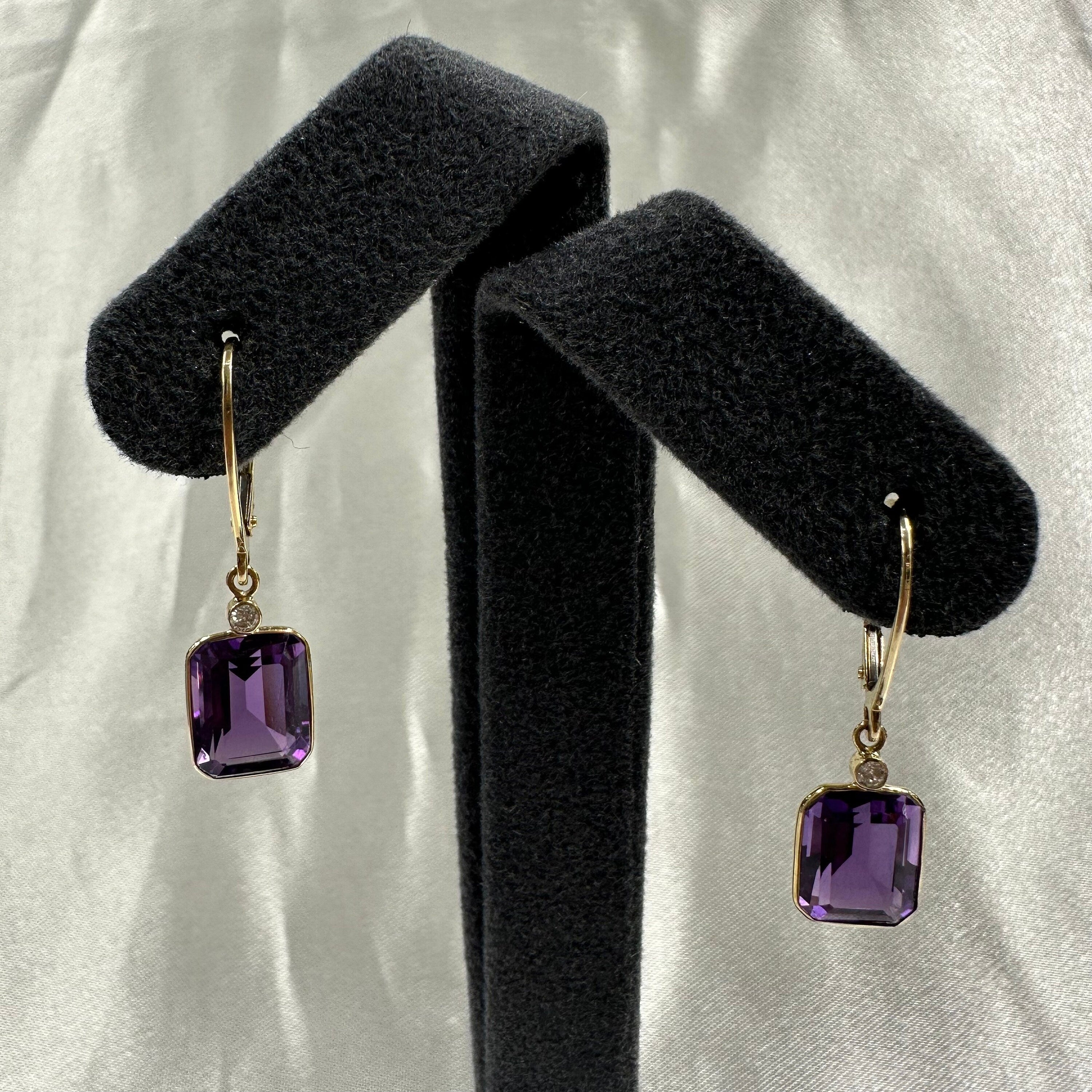 Diamond & Amethyst Leverback Earring