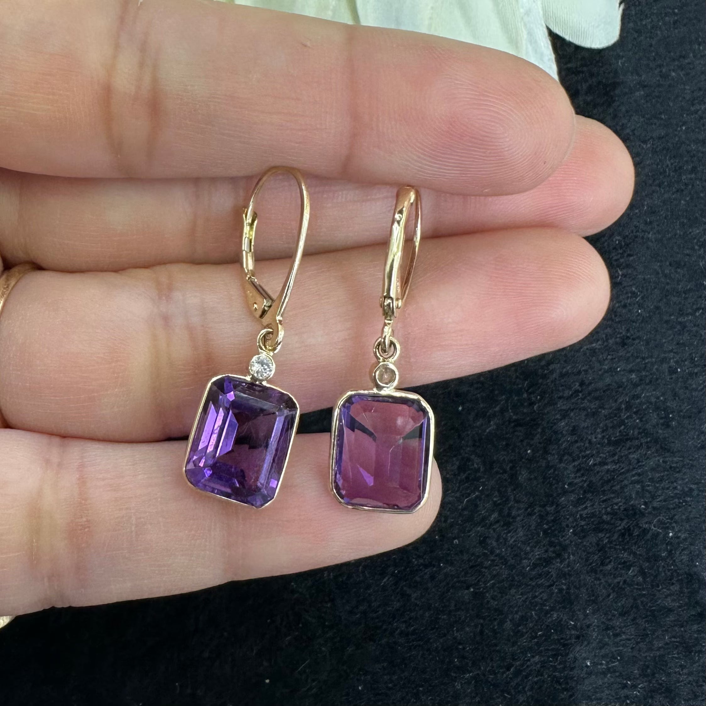 Diamond & Amethyst Leverback Earring