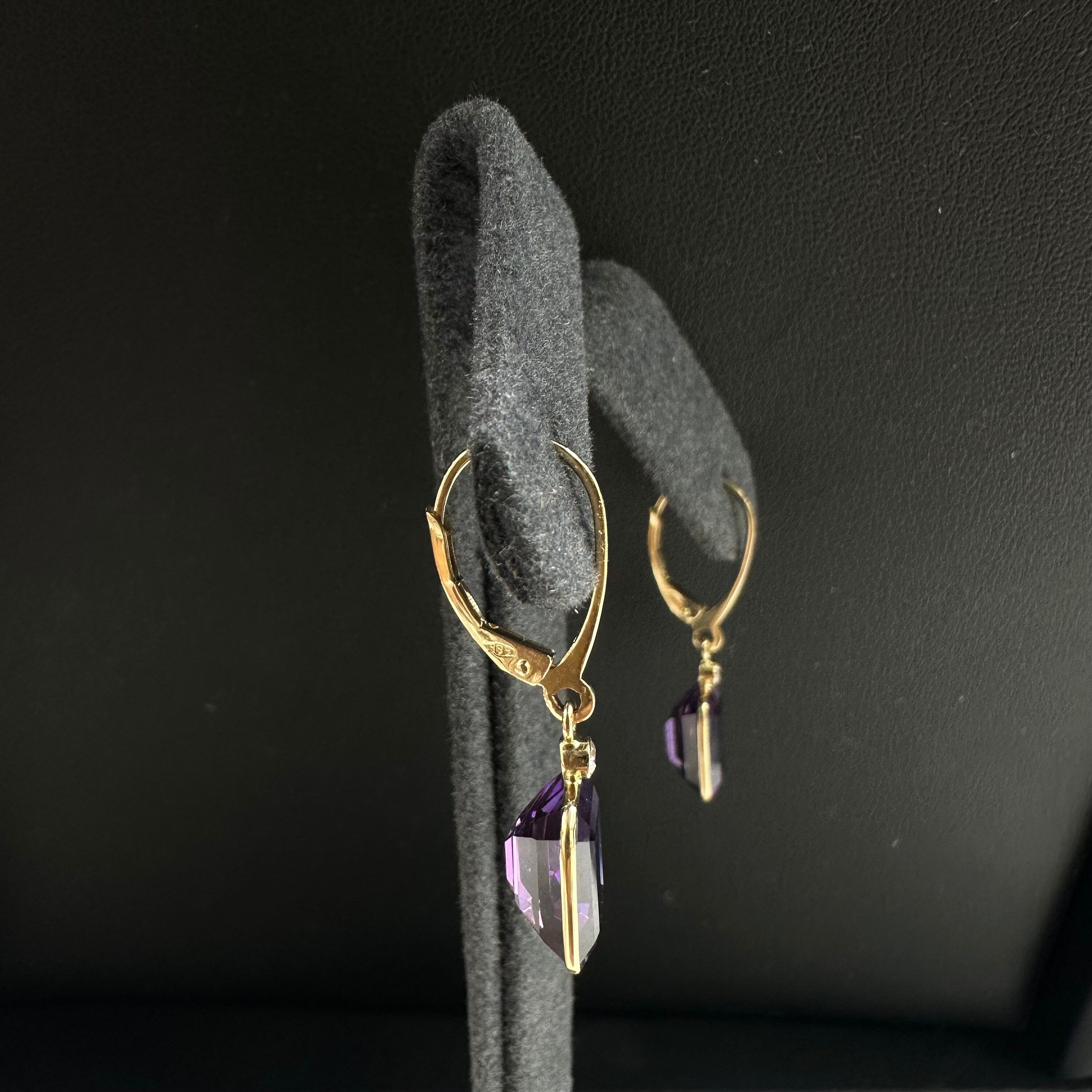 Diamond & Amethyst Leverback Earring