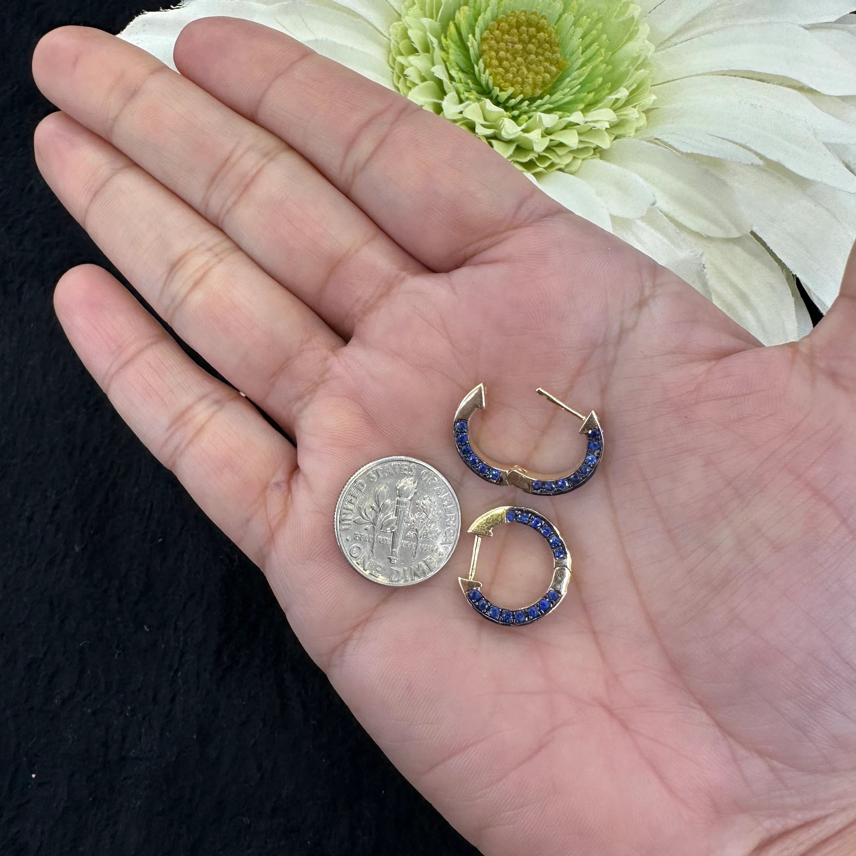 Diamond & Blue Sapphire Huggies